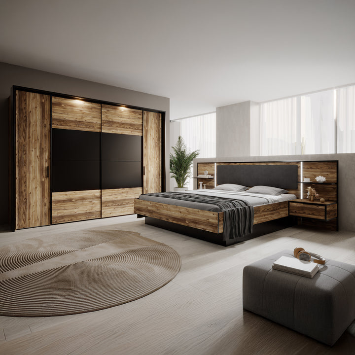 Jacob 2 - Slaapkamer - Zwart/Eiken - 180x200 cm - Groot