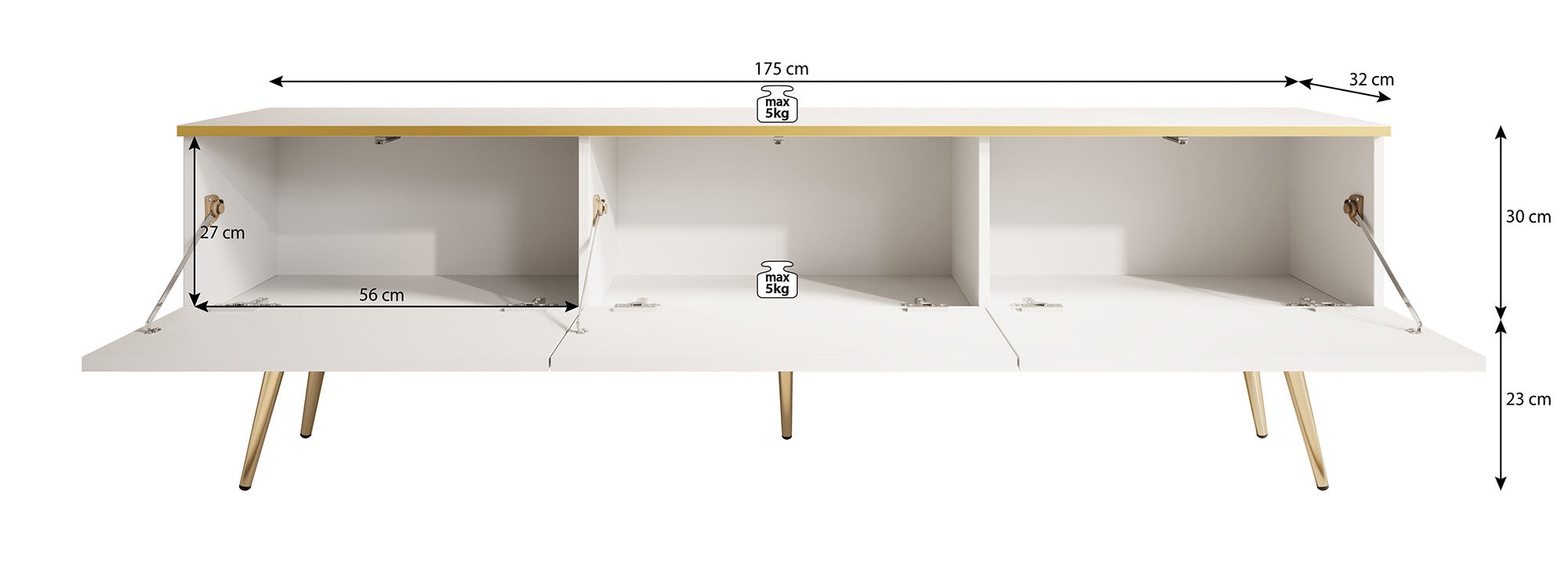 Orleans - TV-Meubel staand - Wit  - 175 cm