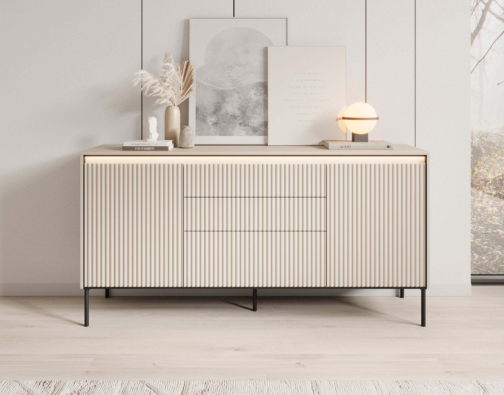 Timoteo - Dressoir - Beige - 166x40x83 cm