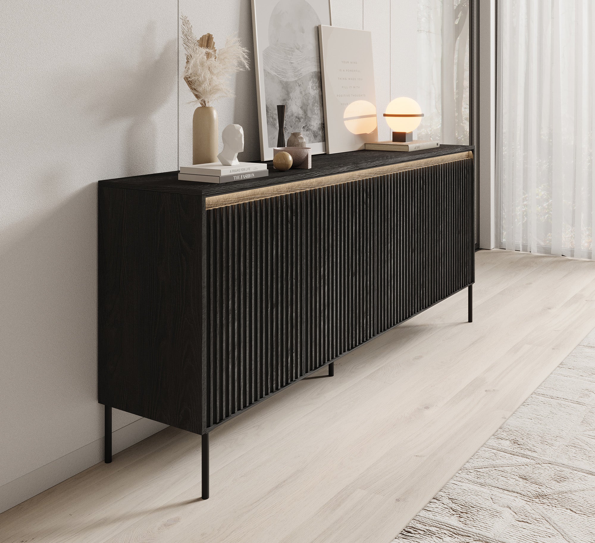 Timoteo - Dressoir - Zwart - 193x40x83 cm