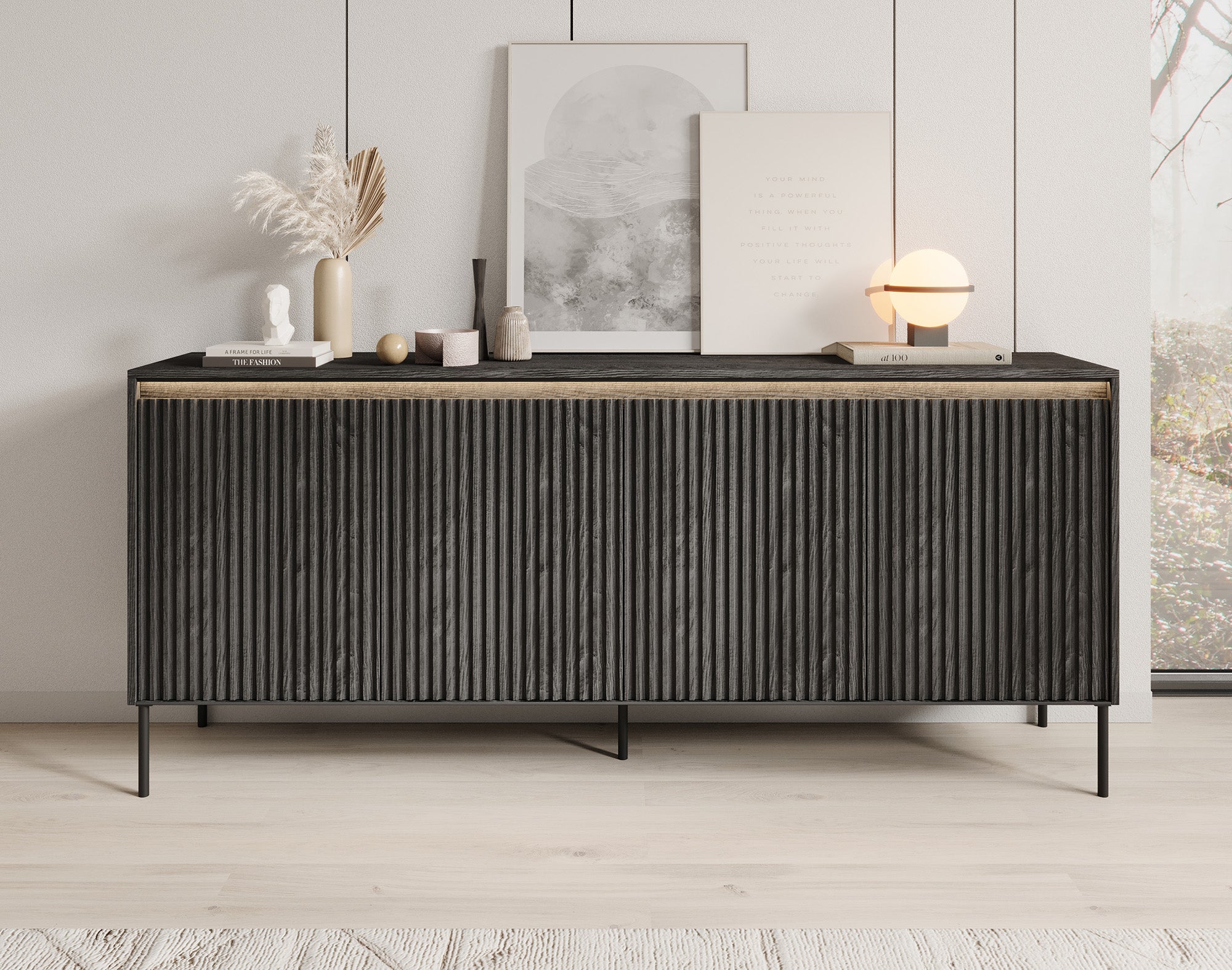 Timoteo - Dressoir - Zwart - 193x40x83 cm