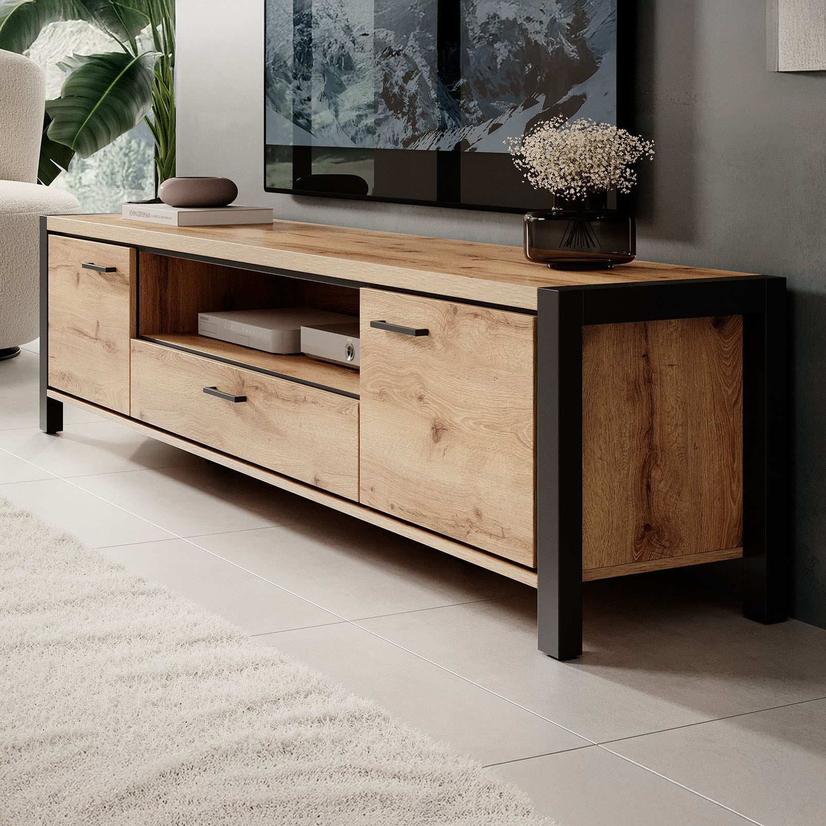 Acapulco - Complete Woonkamer - Eikenpatroon/Zwart - Medium