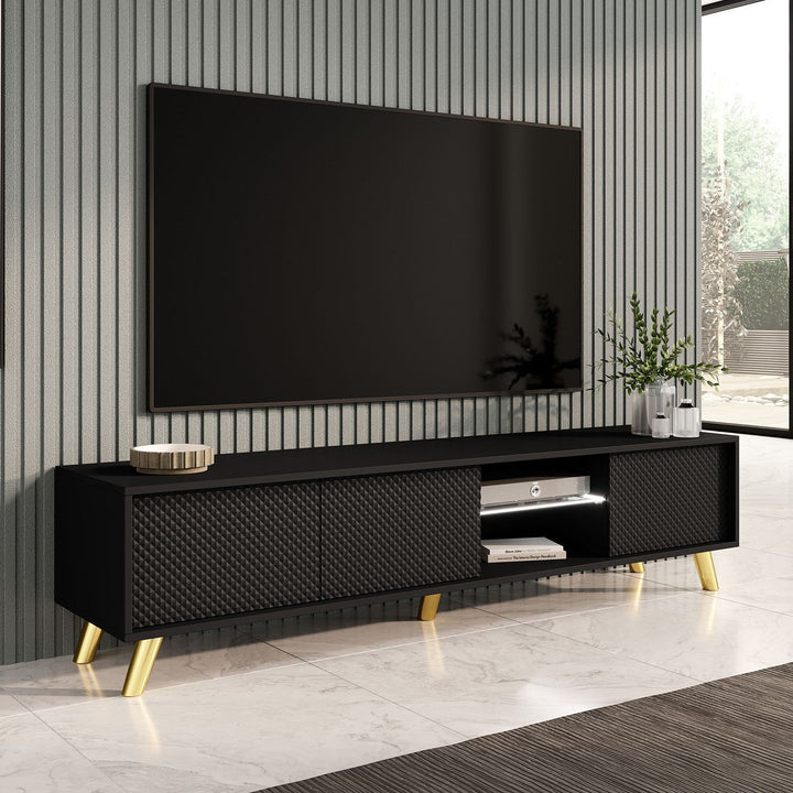 Adriano - TV-Meubel met verlichting - Zwart - 175 cm