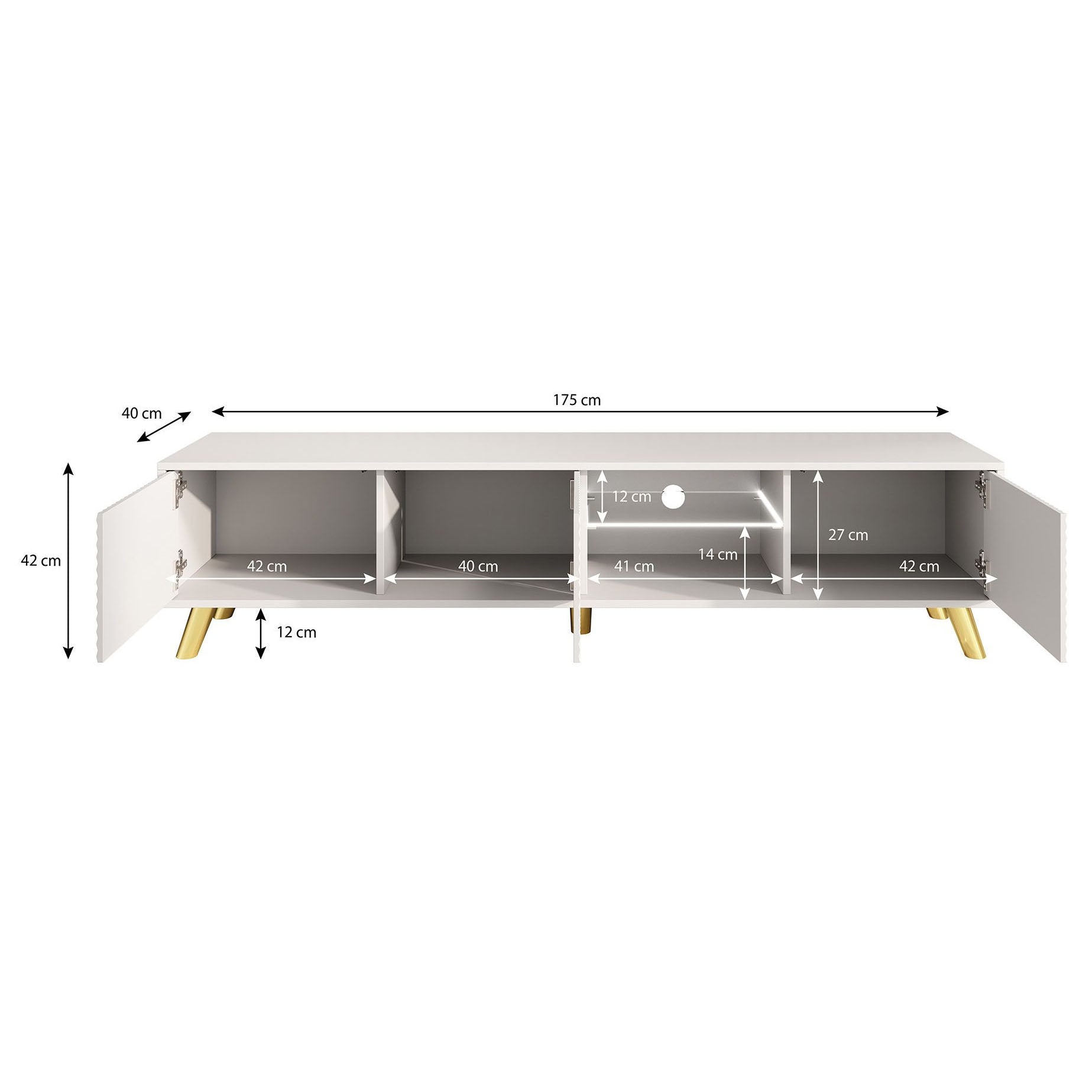 Adriano - TV-Meubel met verlichting - Zwart - 175 cm