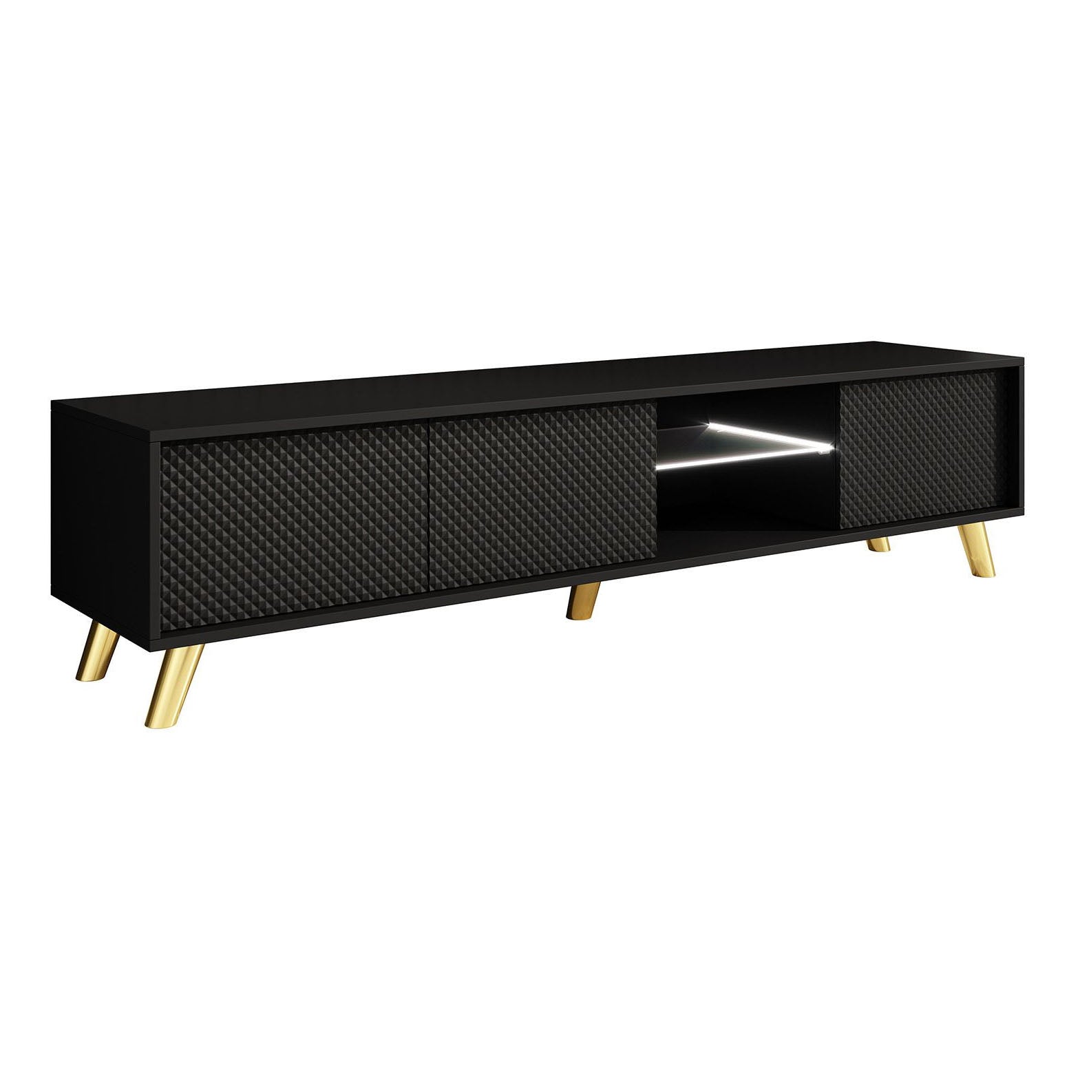 Adriano - TV-Meubel met verlichting - Zwart - 175 cm