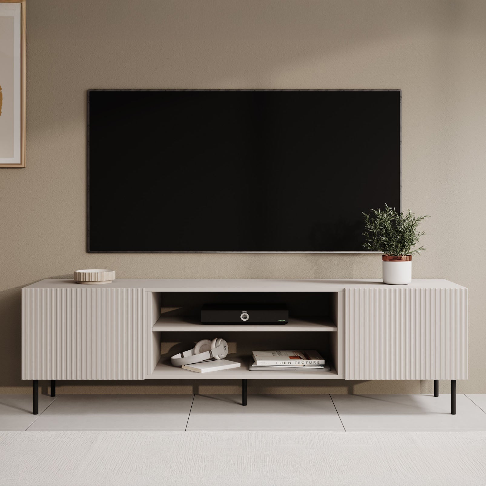 Alex - TV-Meubel met 2 deuren - Beige - 181 cm