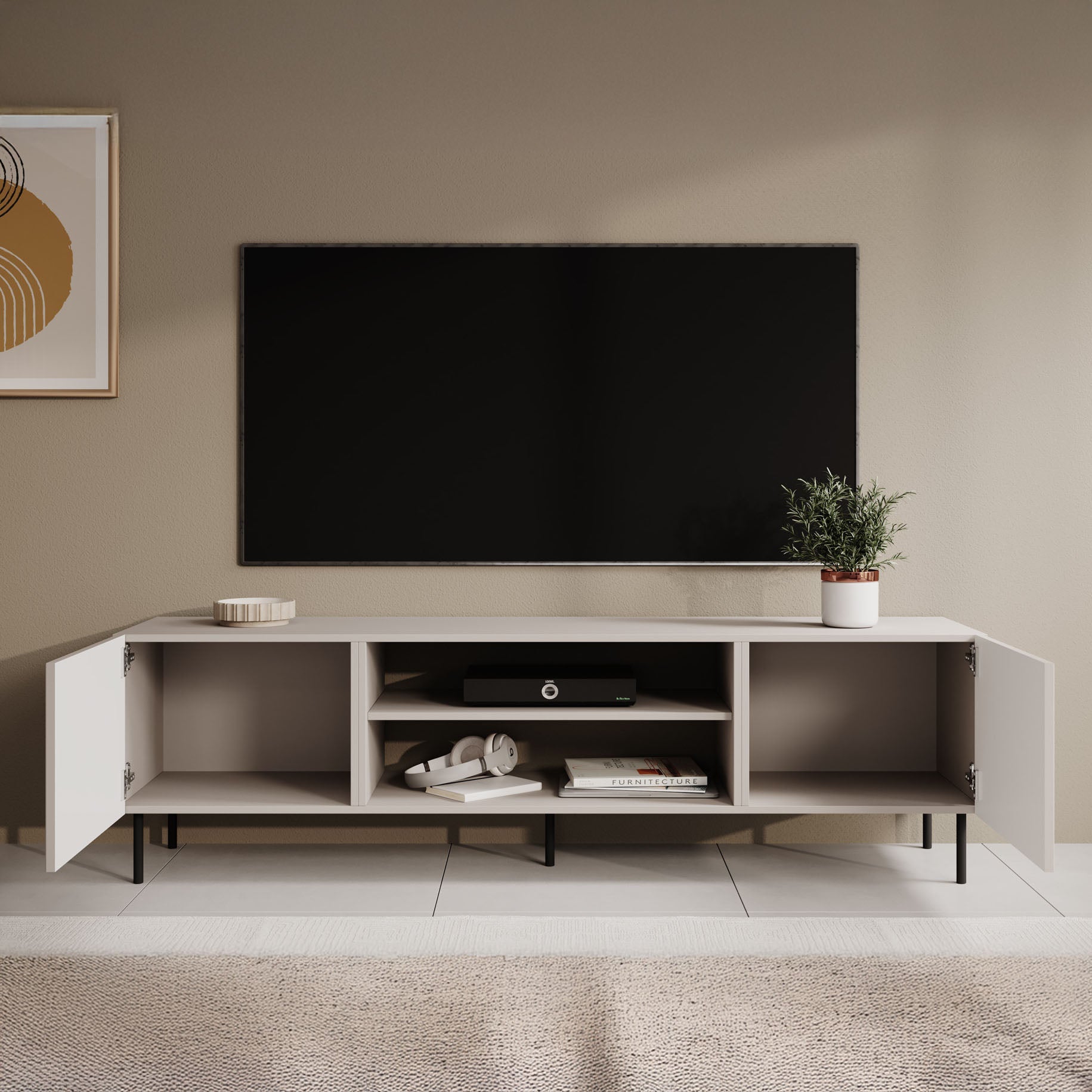 Alex - TV-Meubel met 2 deuren - Beige - 181 cm