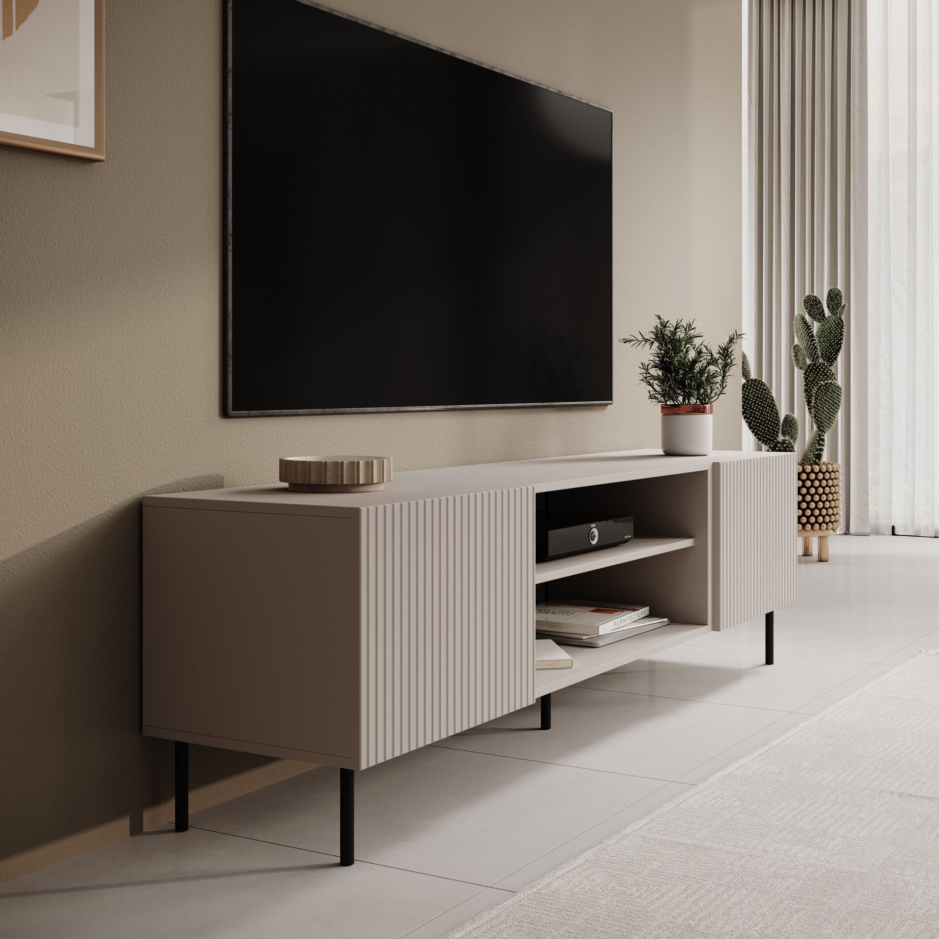 Alex - TV-Meubel met 2 deuren - Beige - 181 cm