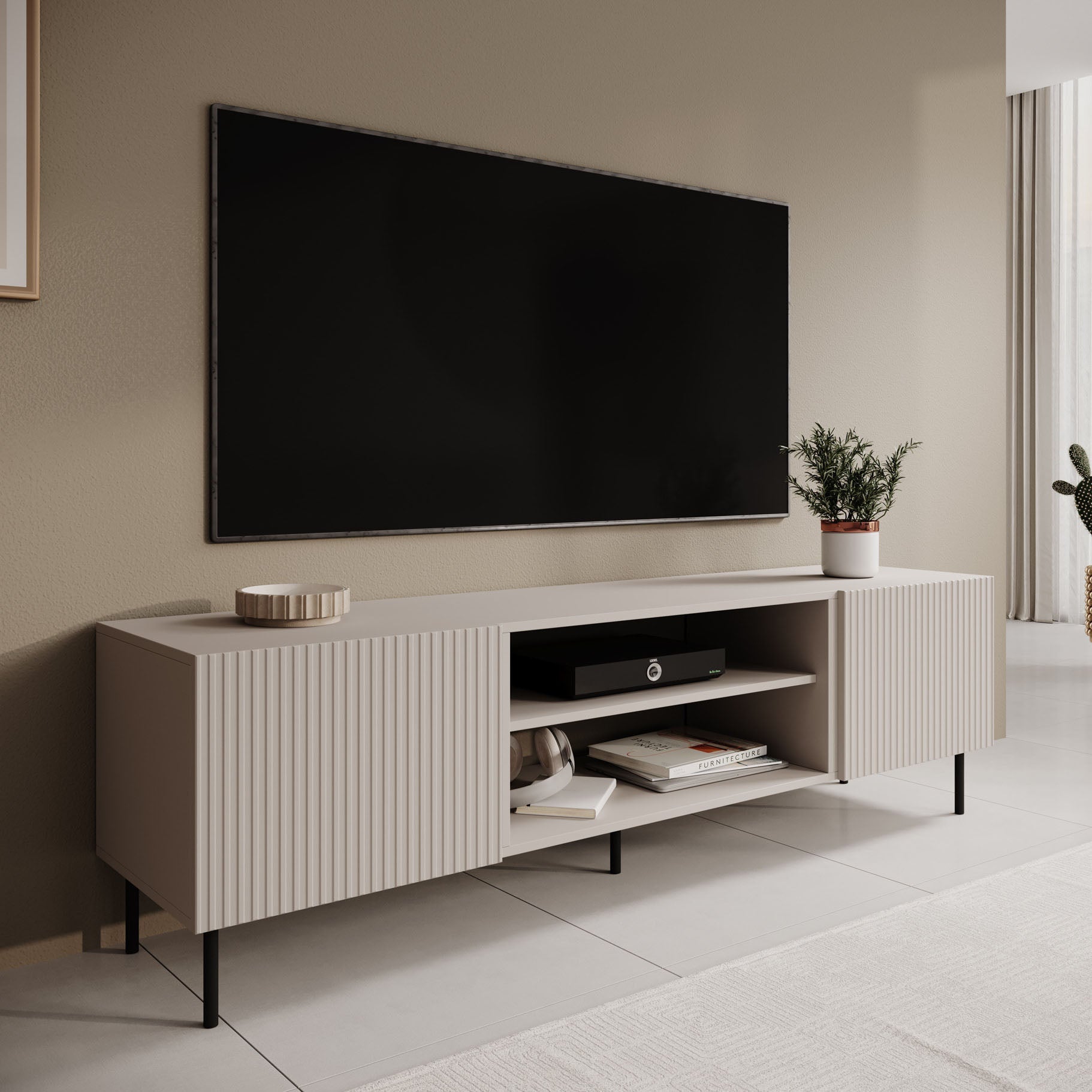 Alex - TV-Meubel met 2 deuren - Beige - 181 cm