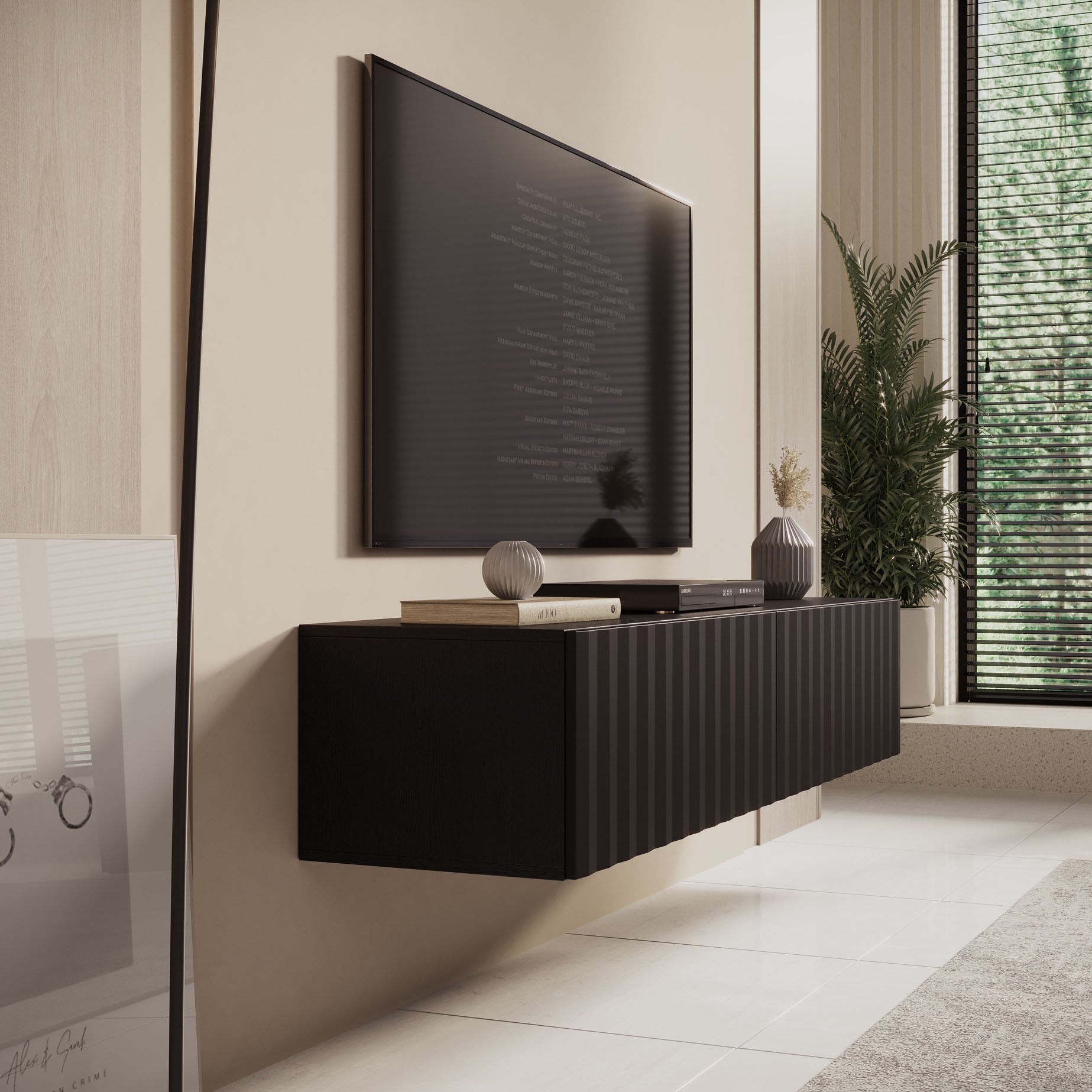 Angelina - TV-Meubel - Zwart - 154 cm