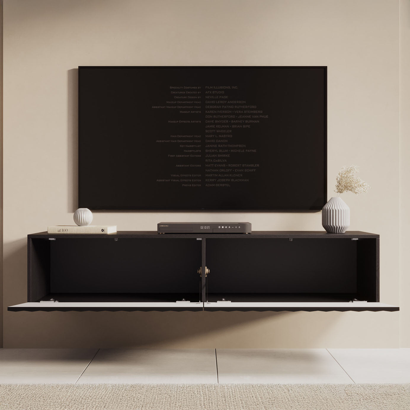 Angelina - TV-Meubel - Zwart - 154 cm