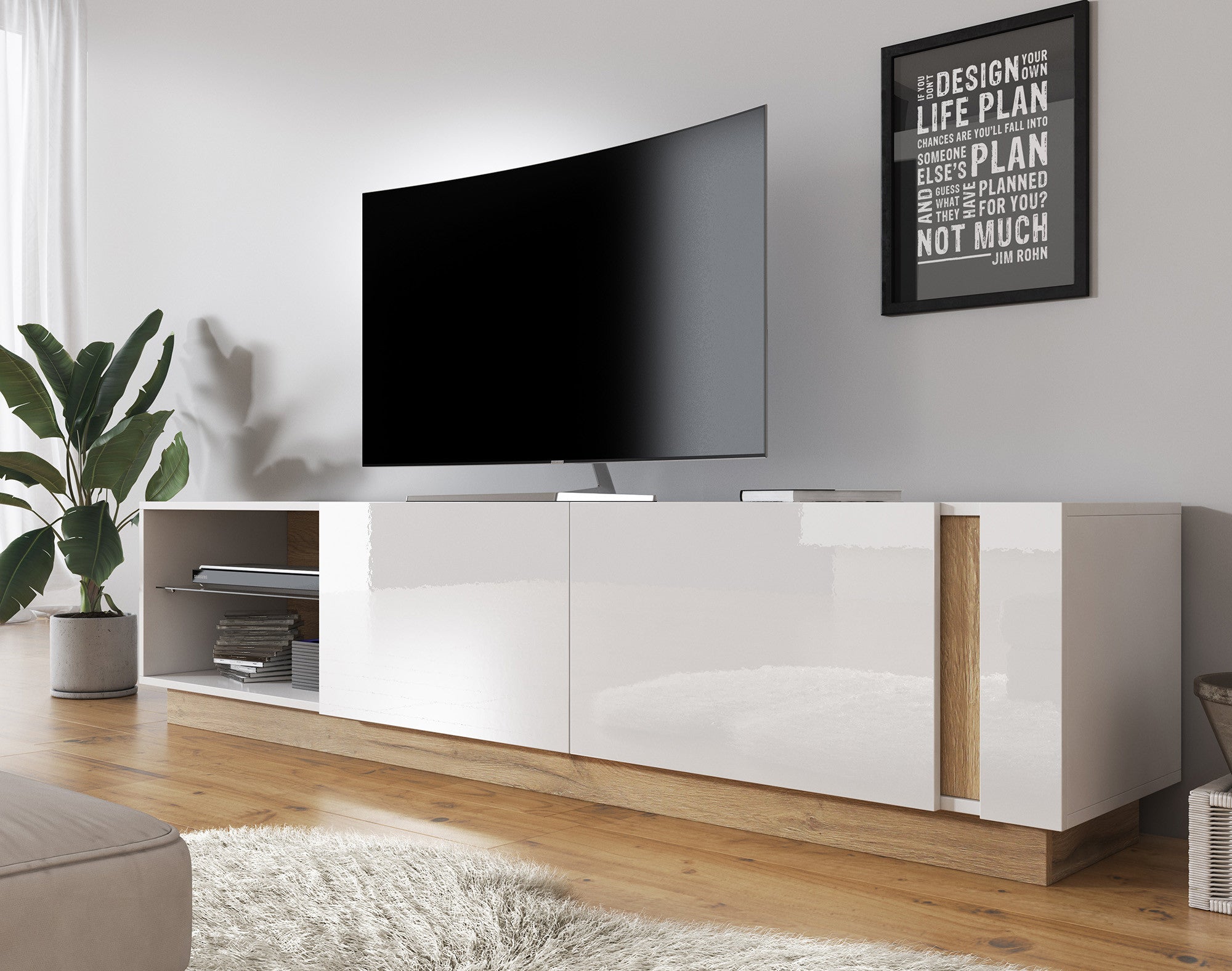 Ashley 2 - Woonkamer - Wit/eiken