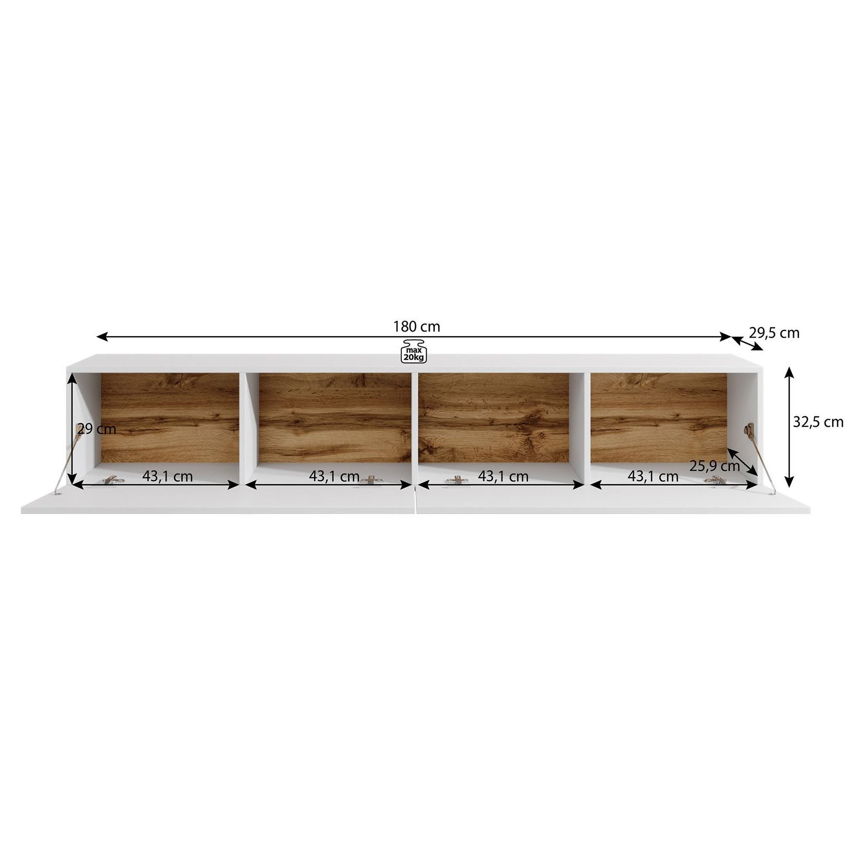 Asilento - TV-Meubel - Mat wit - 180 cm