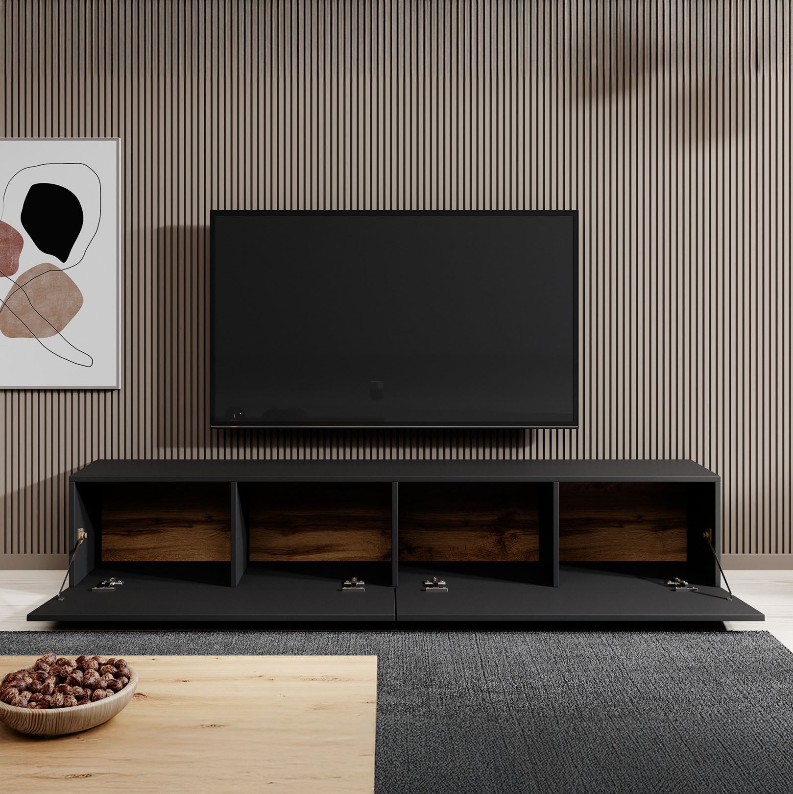 Asilento - TV-Meubel - Mat zwart - 180 cm