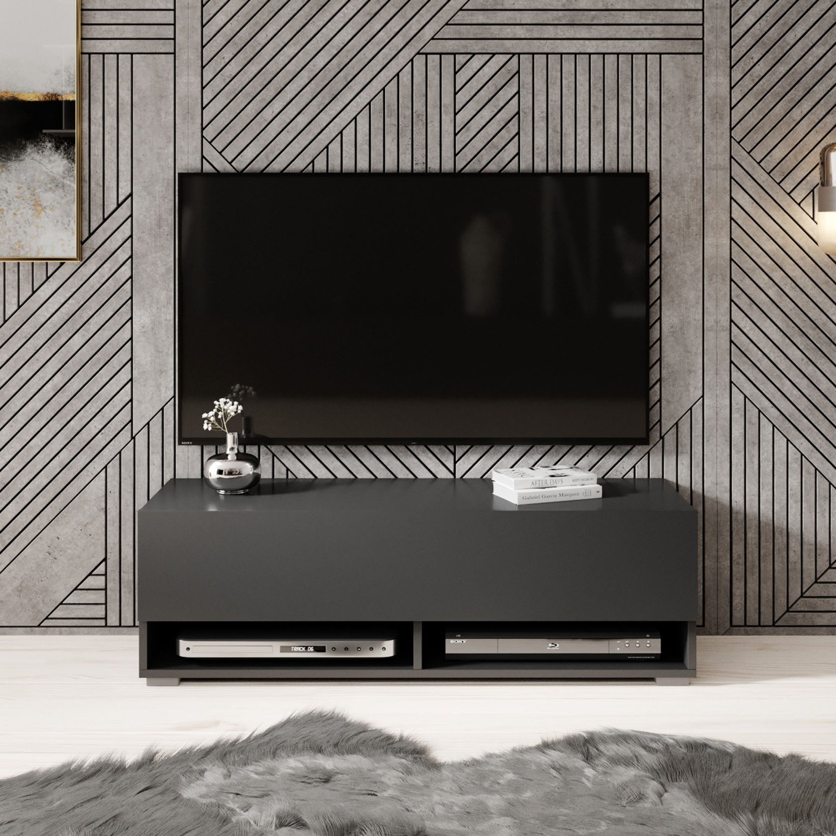 Asino - TV-Meubel  - Mat zwart - 100 cm