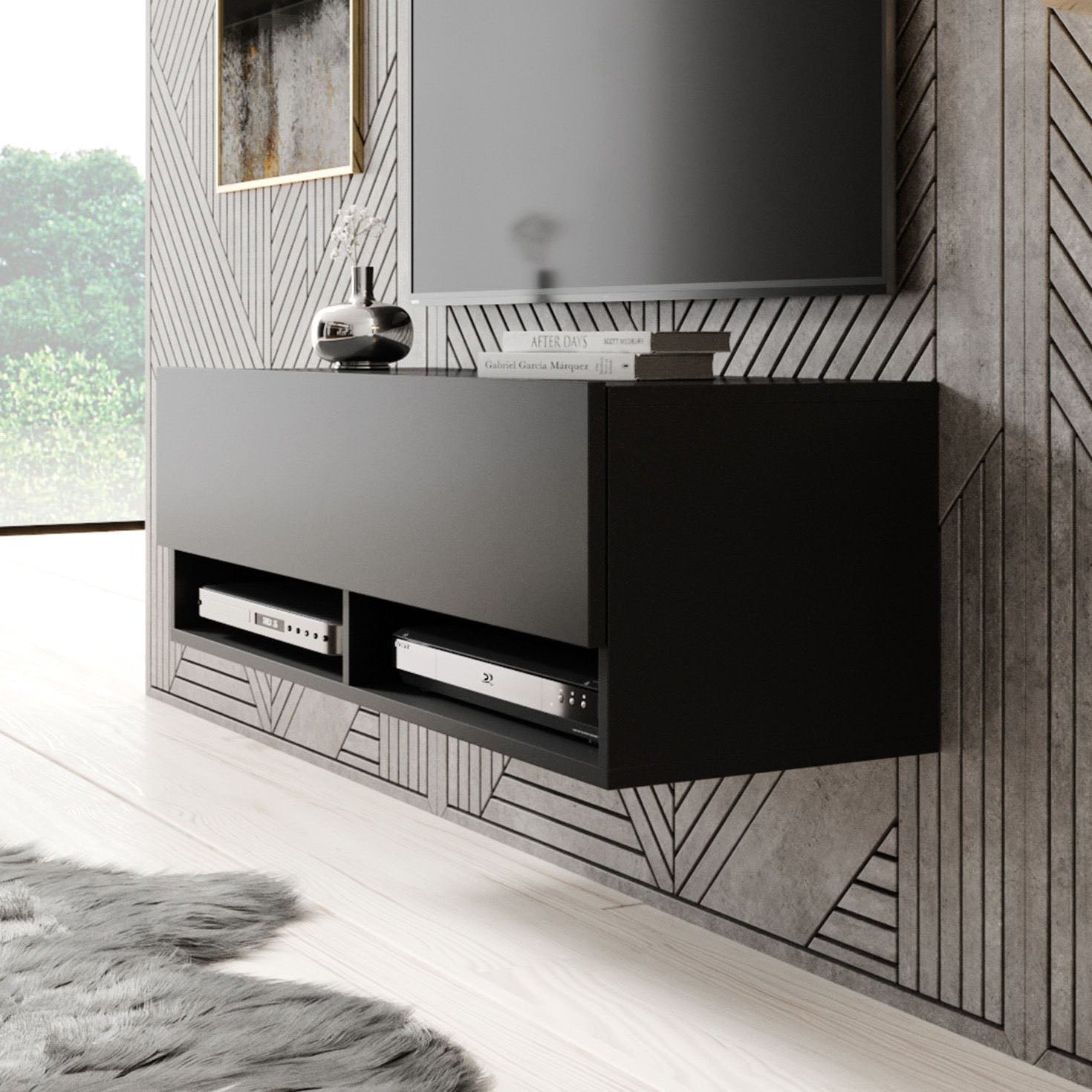 Asino - TV-Meubel  - Mat zwart - 100 cm