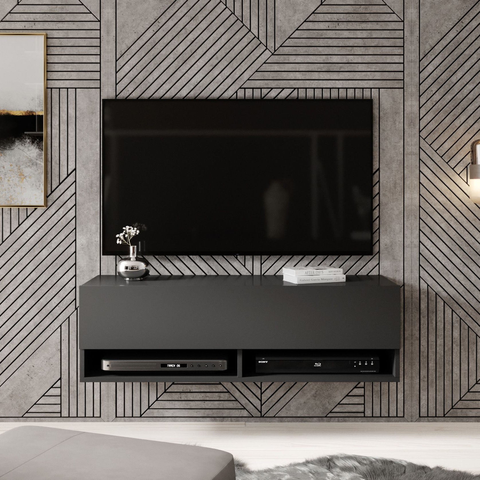 Asino - TV-Meubel  - Mat zwart - 100 cm