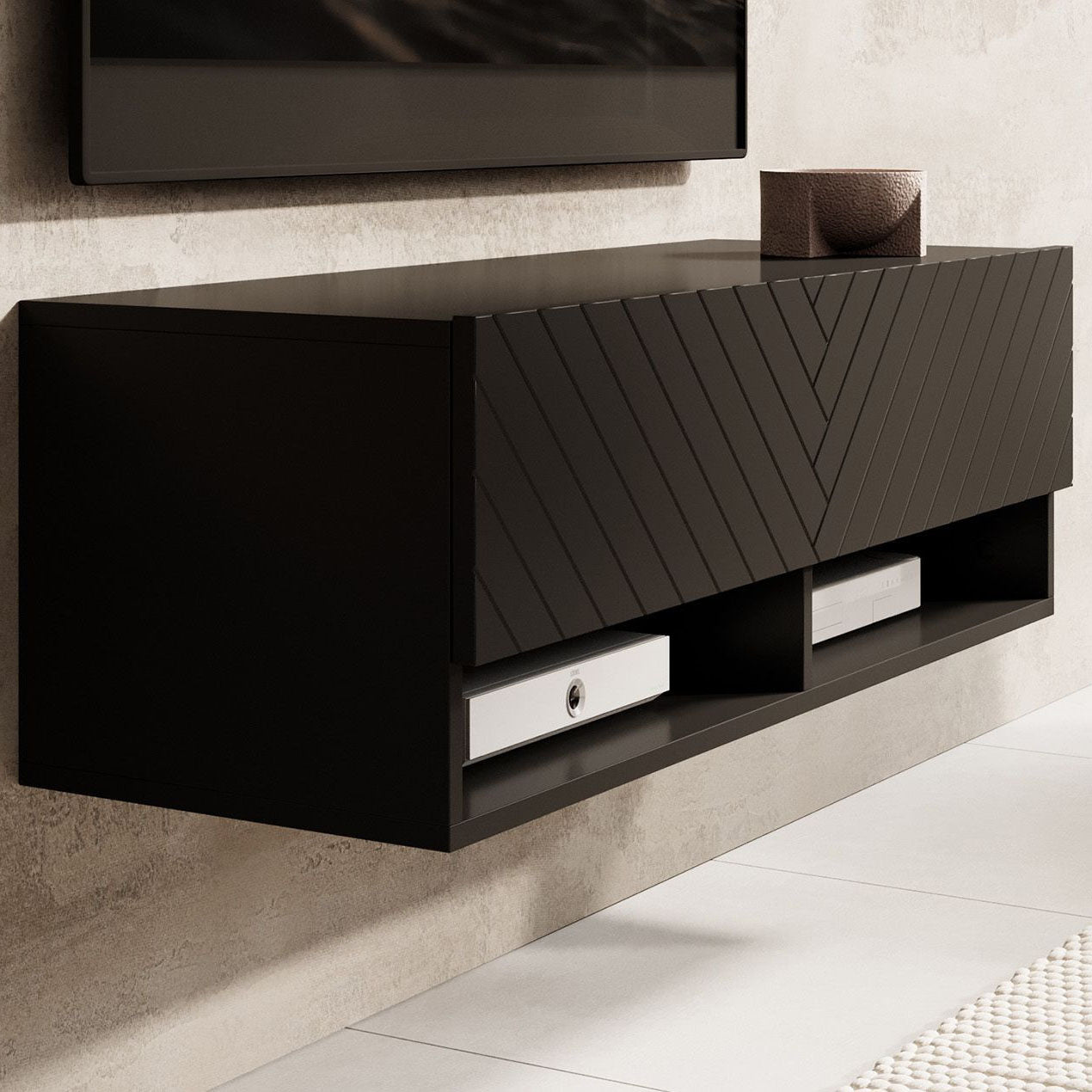 Asino - TV-Meubel  - Zwart visgraat - 100 cm