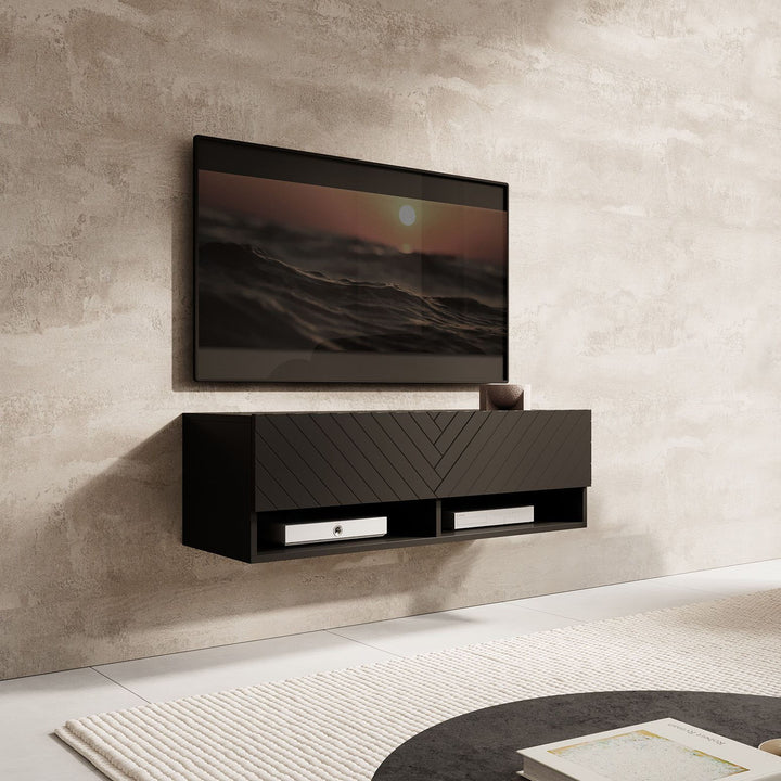 Asino - TV-Meubel  - Zwart visgraat - 100 cm