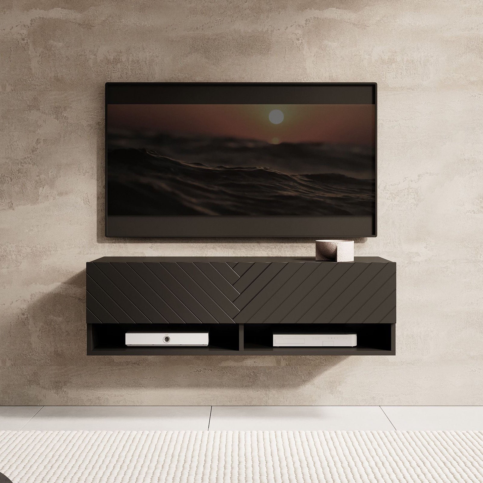 Asino - TV-Meubel  - Zwart visgraat - 100 cm