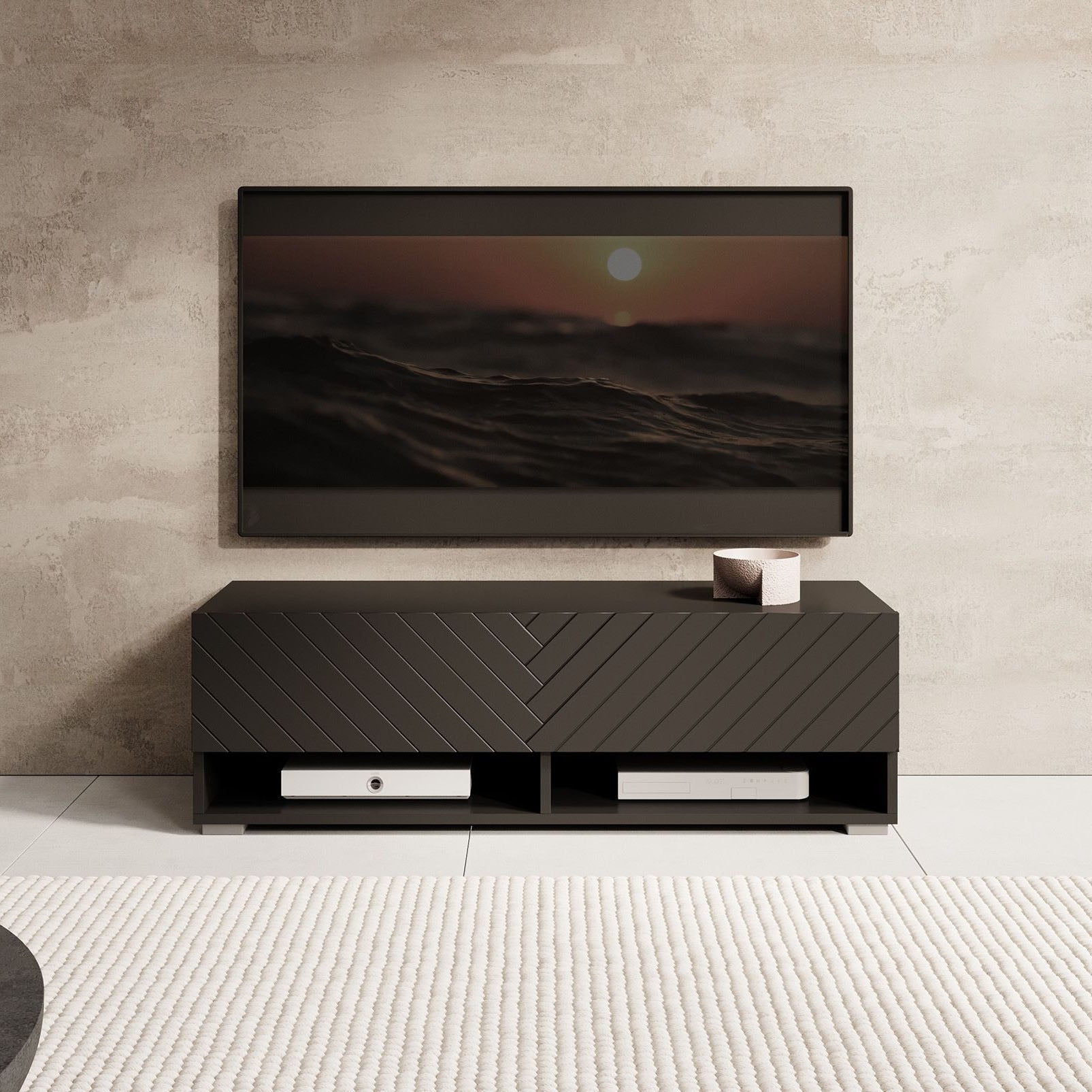 Asino - TV-Meubel  - Zwart visgraat - 100 cm