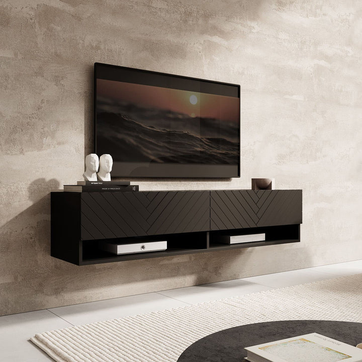 Asino - TV-Meubel  - Zwart visgraat - 140 cm