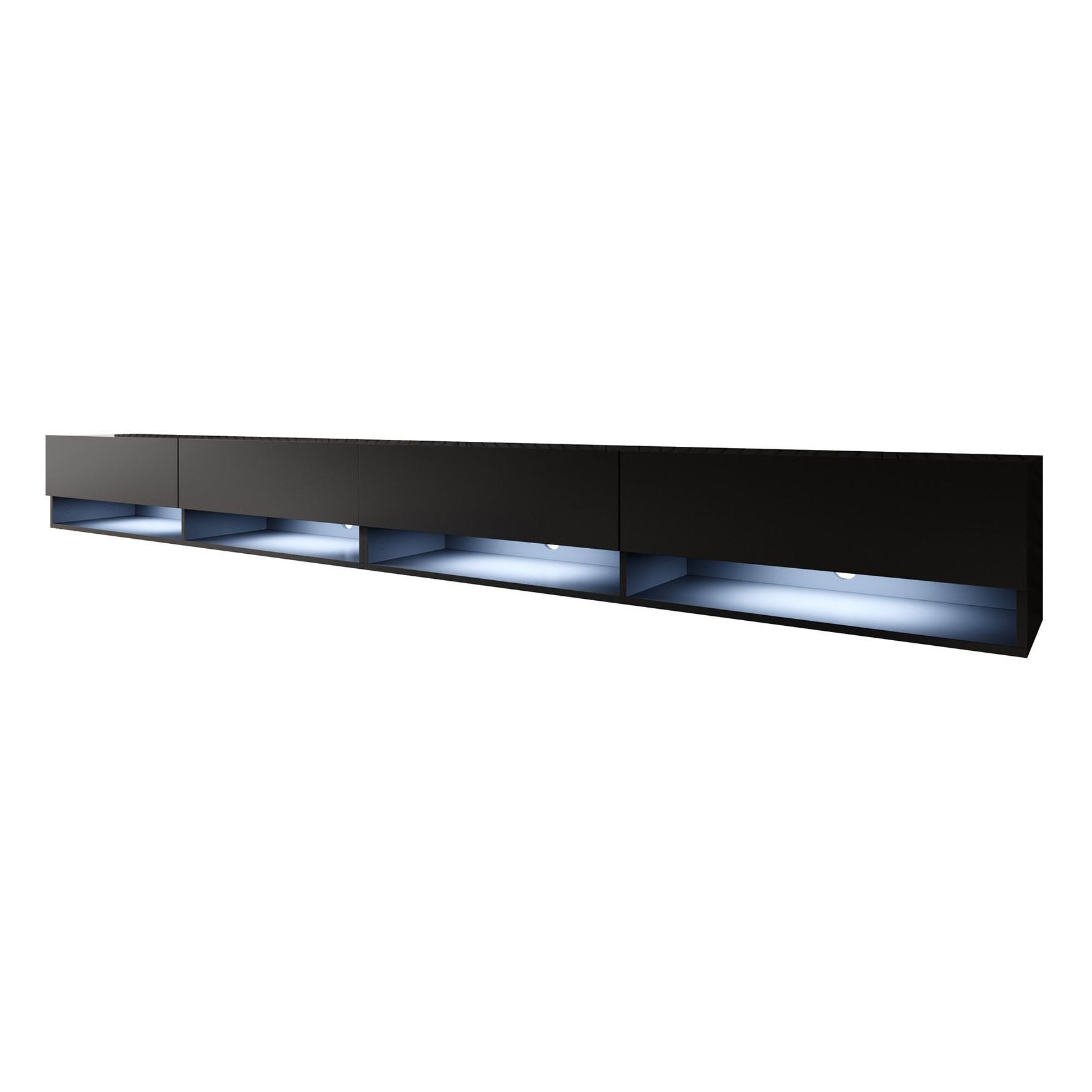 Asino - TV-Meubel met verlichting - Mat zwart - 280 cm