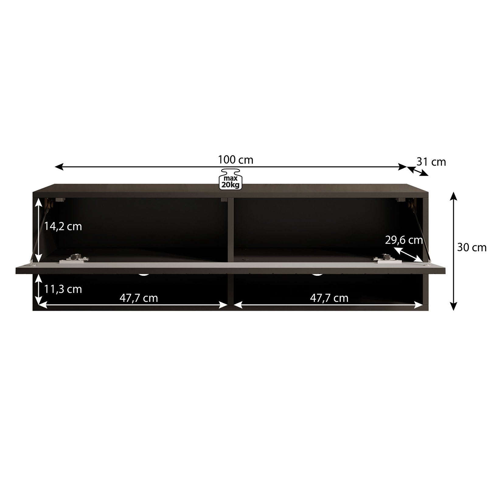 Asino - TV-Meubel  - Zwart visgraat - 100 cm