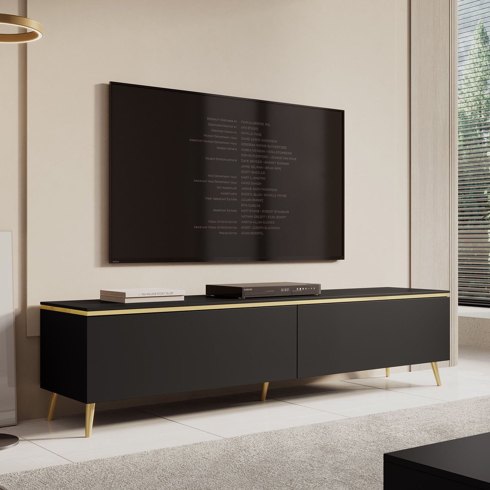 Assunta - TV-Meubel staand - Mat zwart - 180 cm