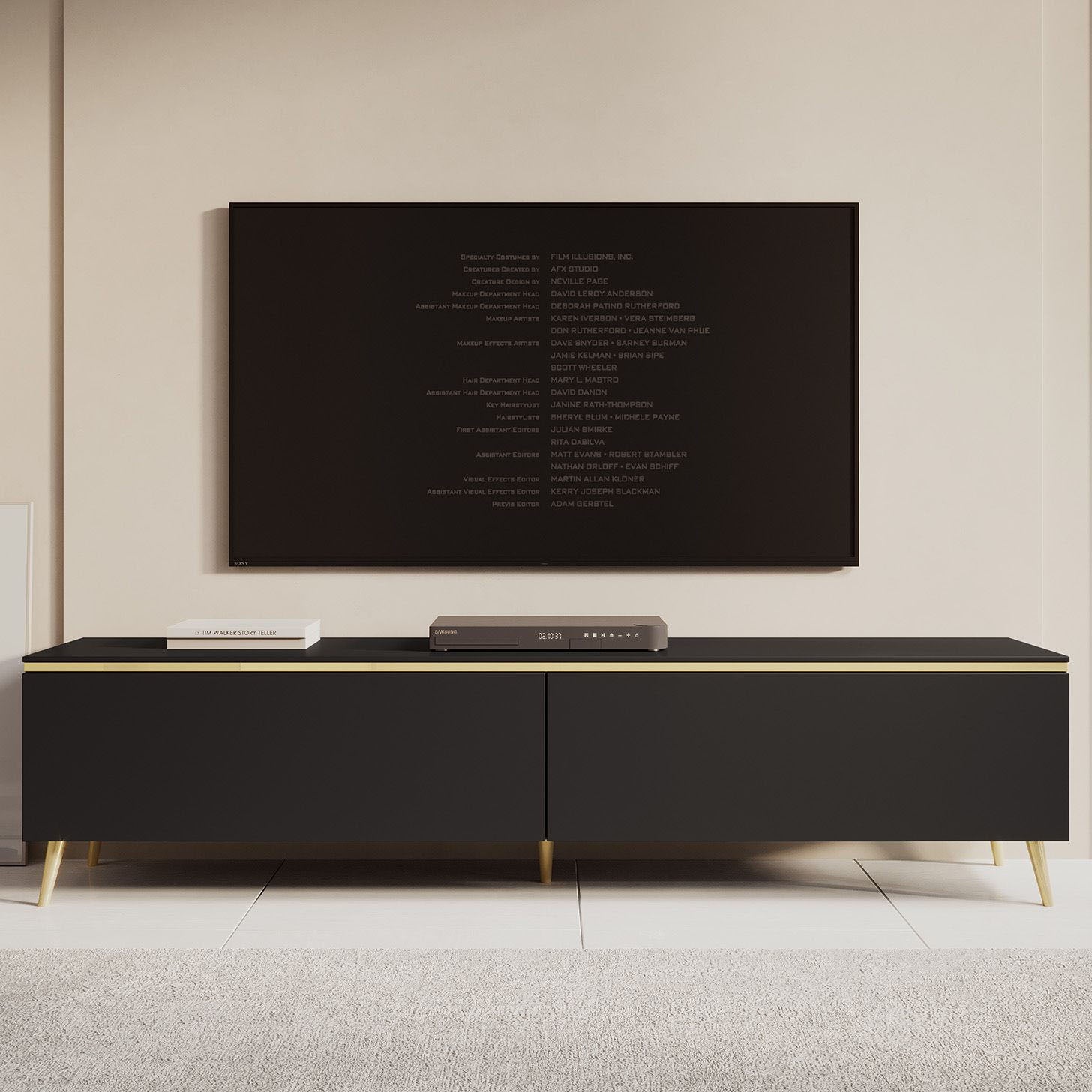 Assunta - TV-Meubel staand - Mat zwart - 180 cm