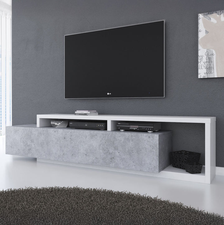 Bello - TV-Meubel met lade - Beton/wit  - 219 cm