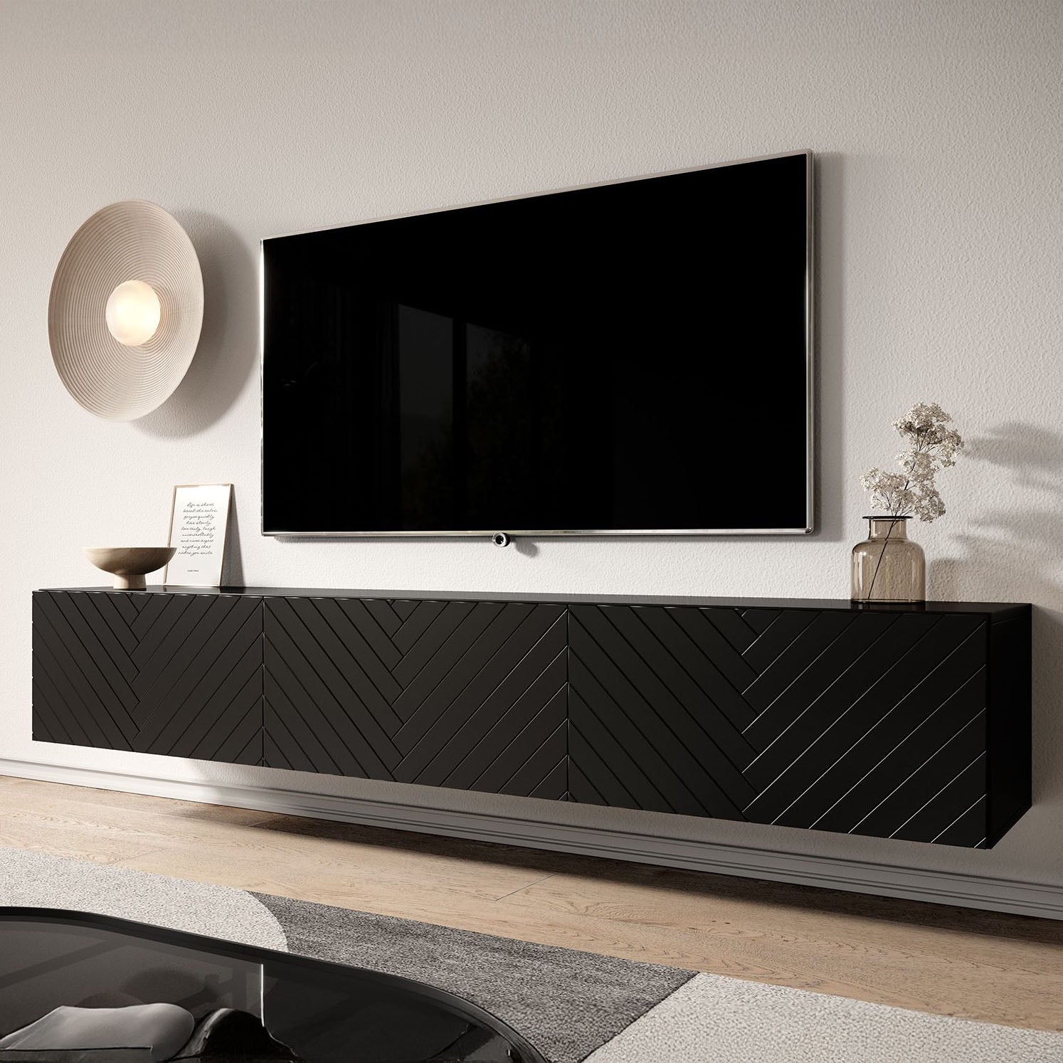 Bonzo - TV-Meubel - Zwart visgraat - 180 cm