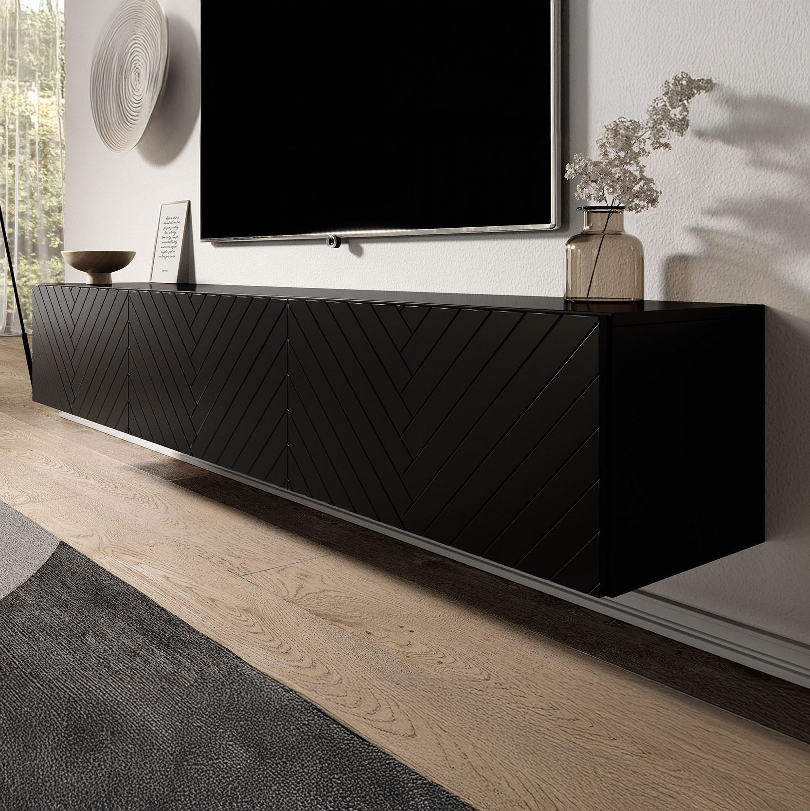 Bonzo - TV-Meubel - Zwart visgraat - 180 cm