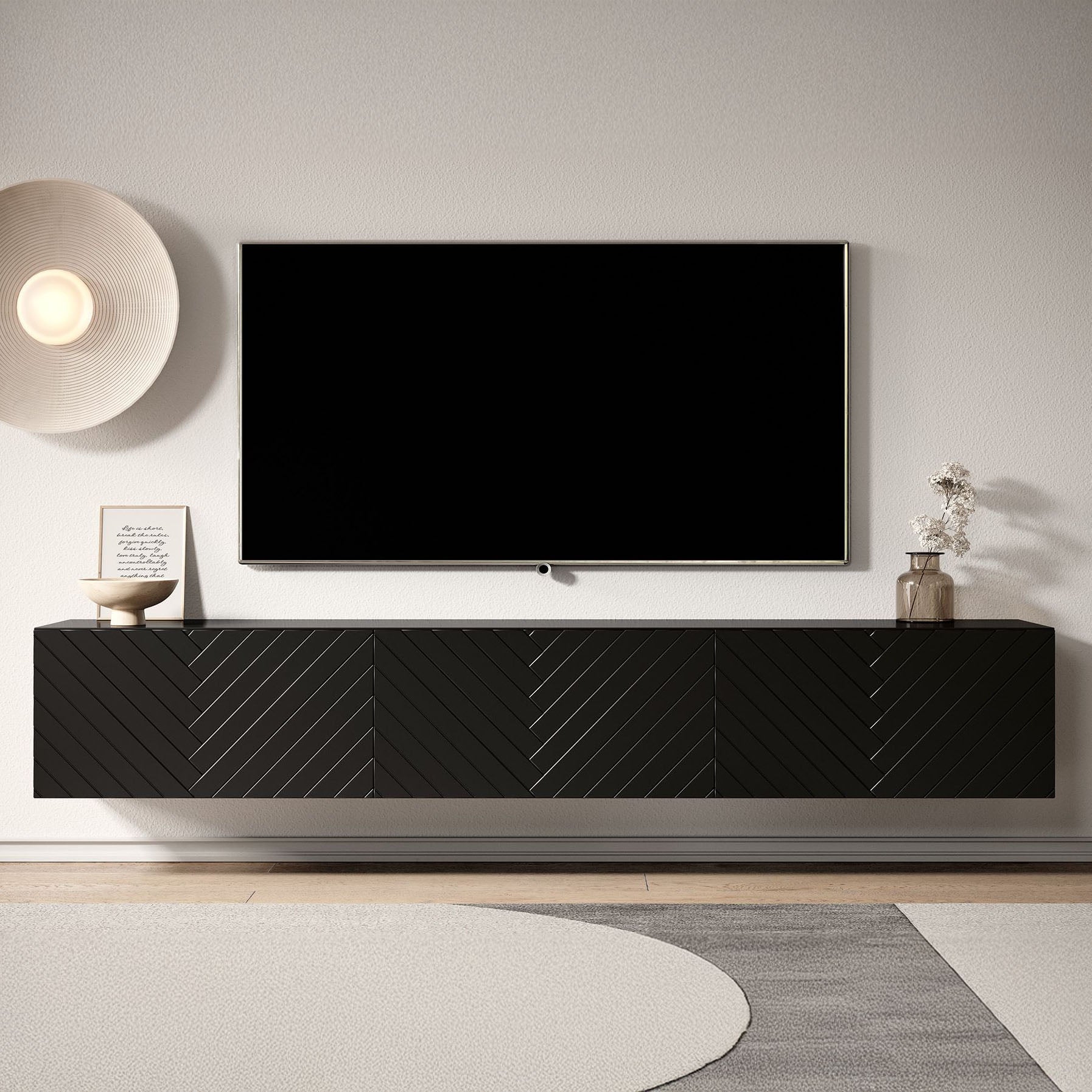 Bonzo - TV-Meubel - Zwart visgraat - 180 cm