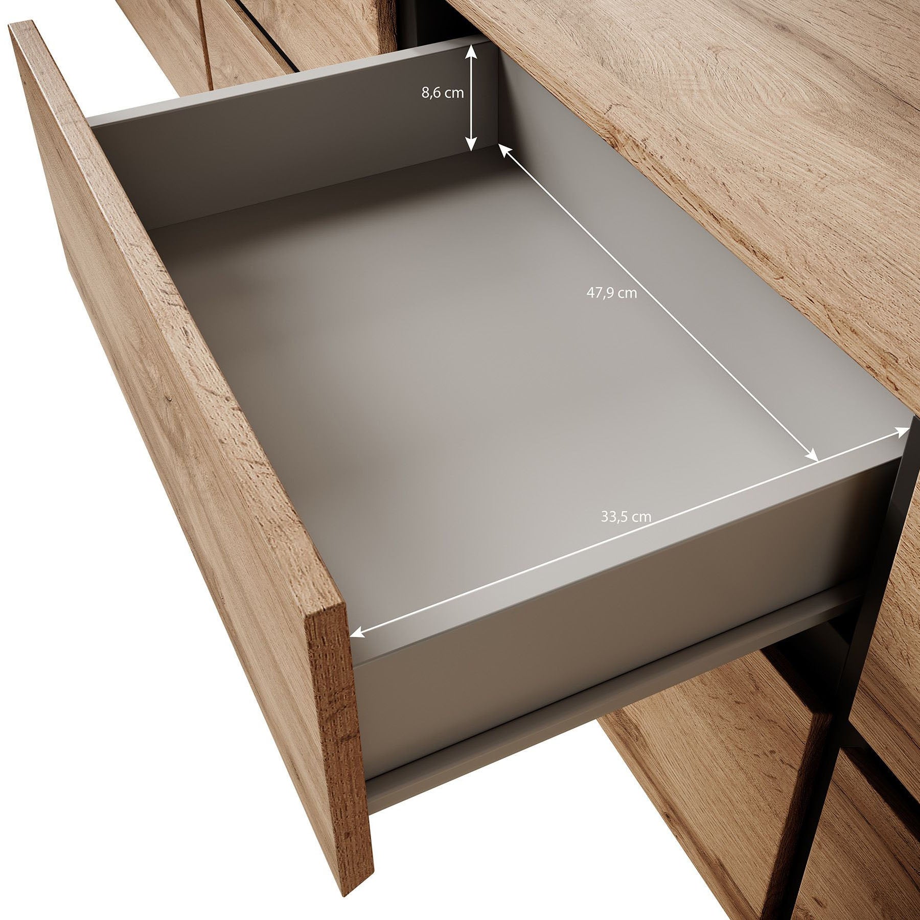 Cainan - TV-Meubel - met 4 lades - Eiken  - 225 cm