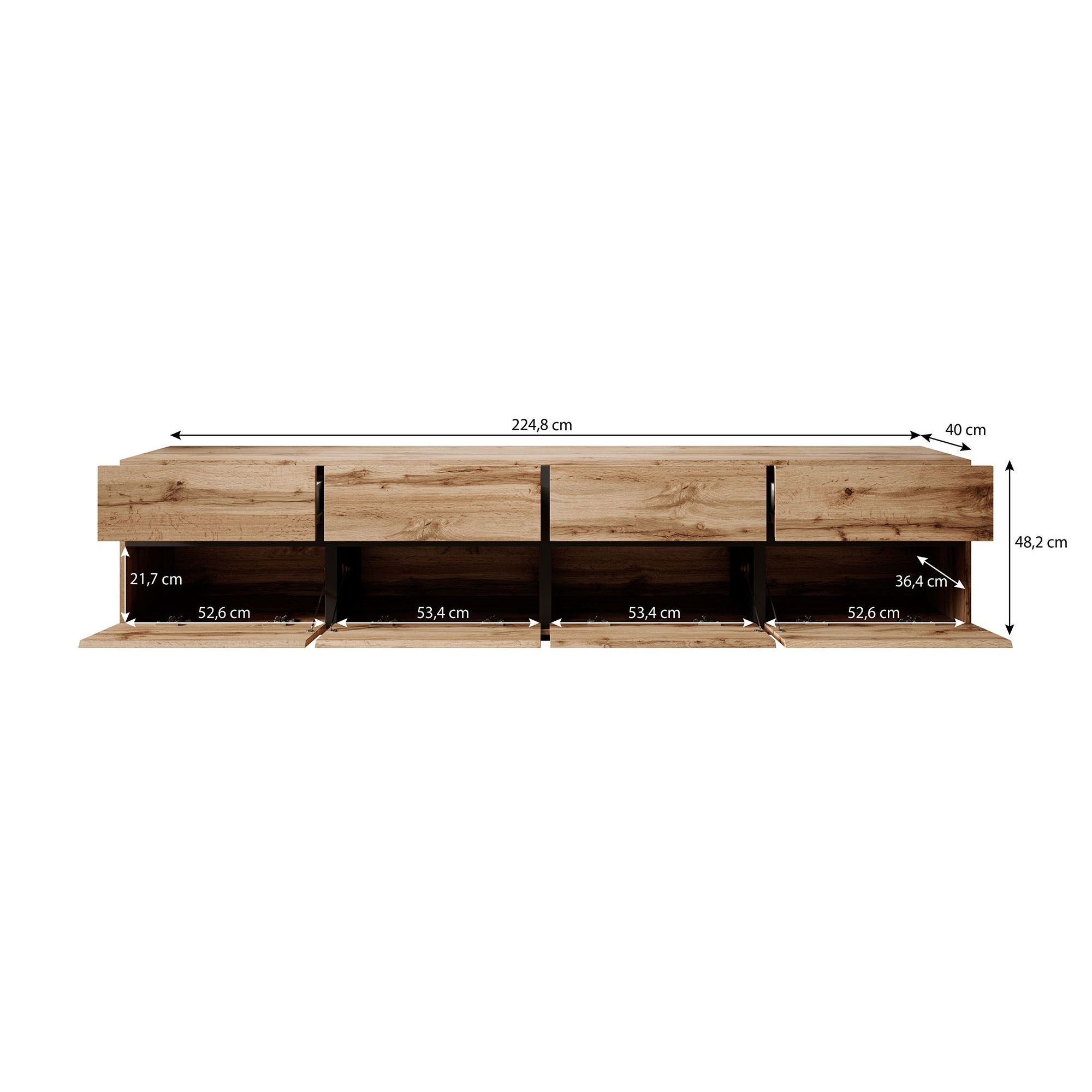 Cainan - TV-Meubel - met 4 lades - Groen   - 225 cm