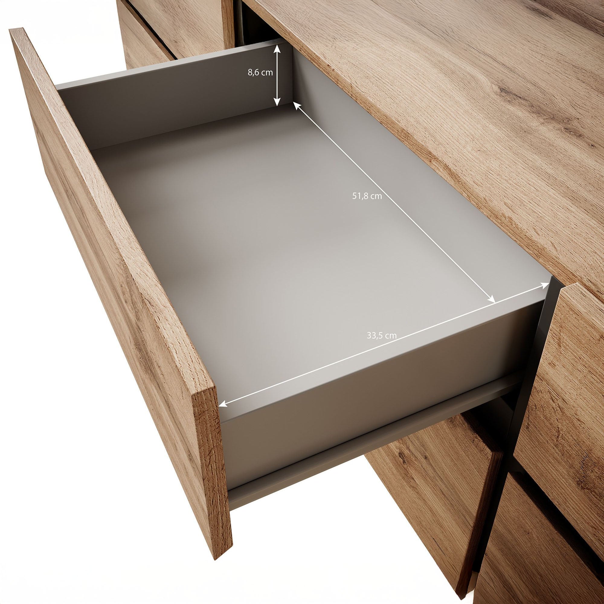 Cainan - TV-Meubel - met 3 lades - Eiken  - 180 cm