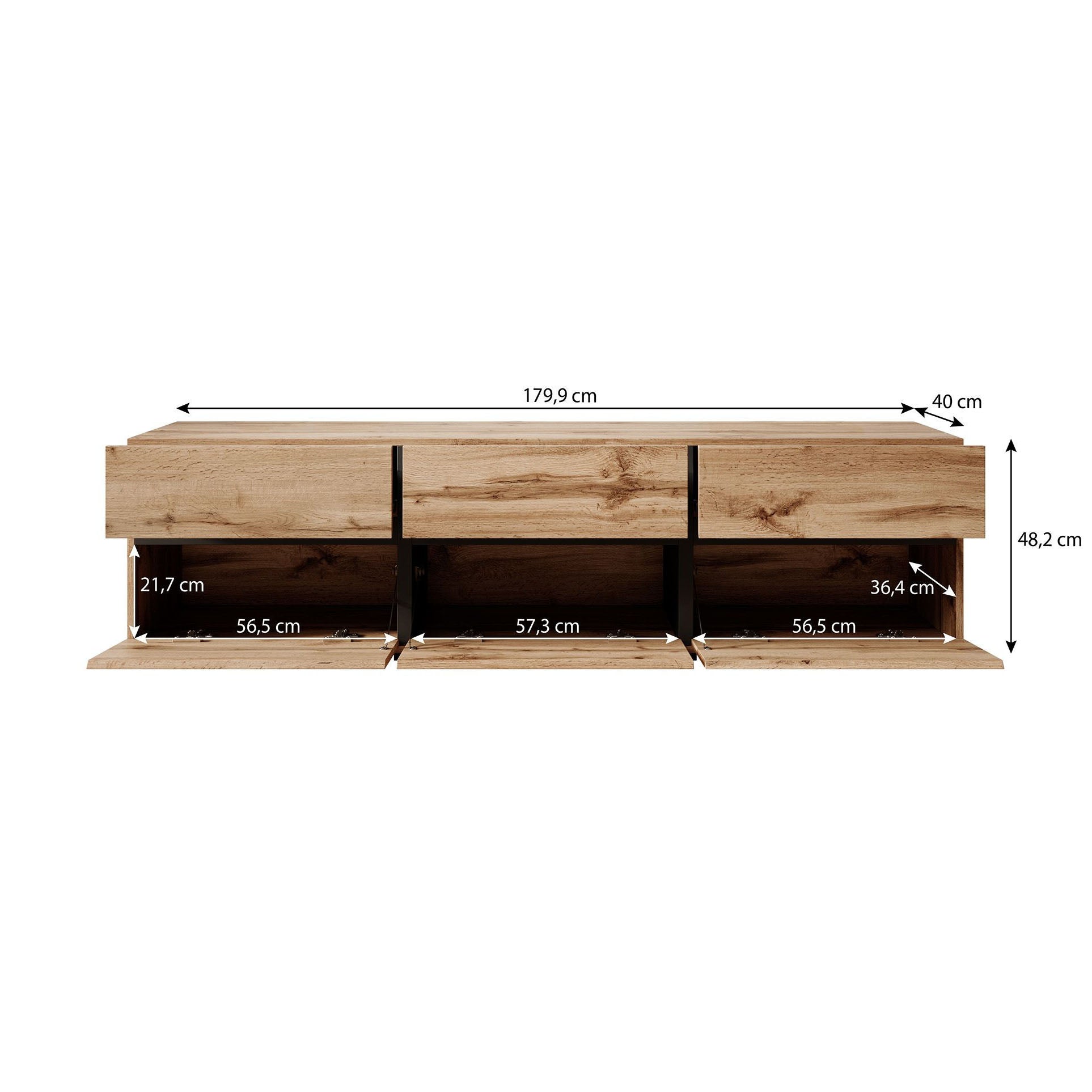 Cainan - TV-Meubel - met 3 lades - Groen   - 180 cm