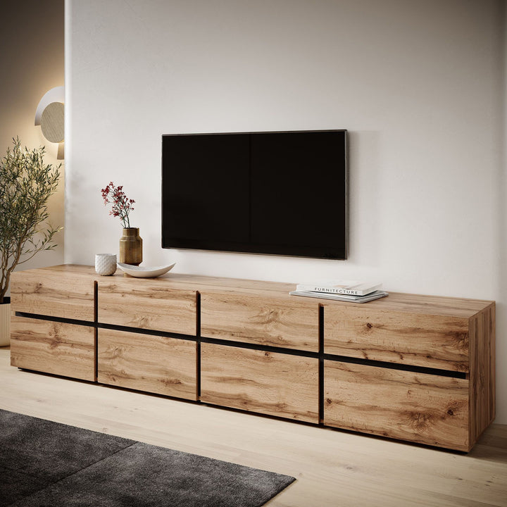 Cainan - TV-Meubel - met 4 lades - Eiken - 225 cm