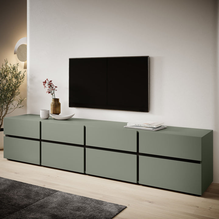 Cainan - TV-Meubel - met 4 lades - Groen   - 225 cm
