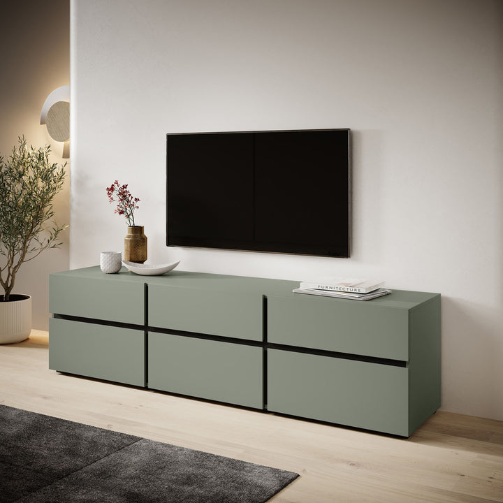 Cainan - TV-Meubel - met 3 lades - Groen   - 180 cm