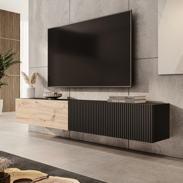 Caius - TV-Meubel - Zwart/eiken