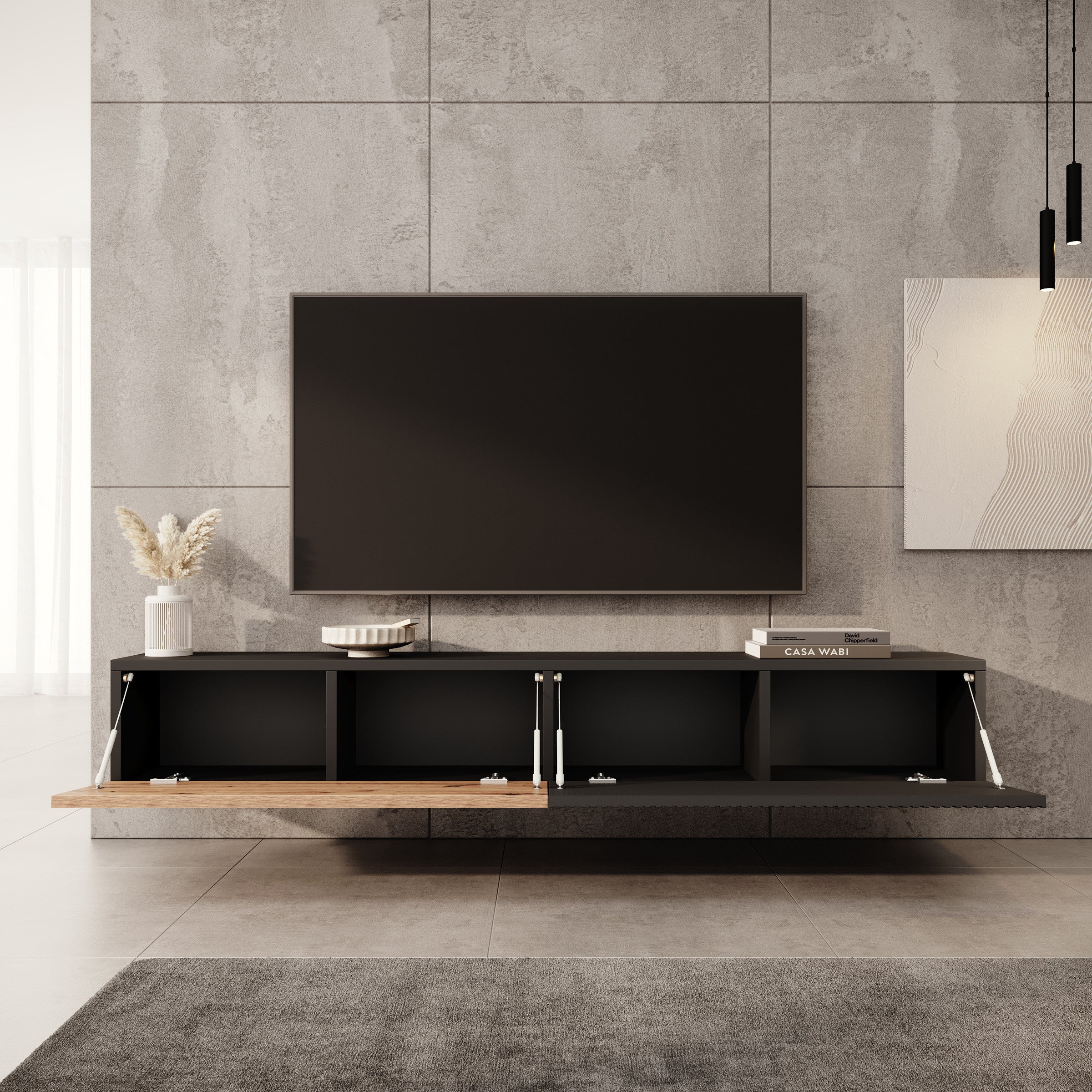 Caius - TV-Meubel - Zwart/eiken