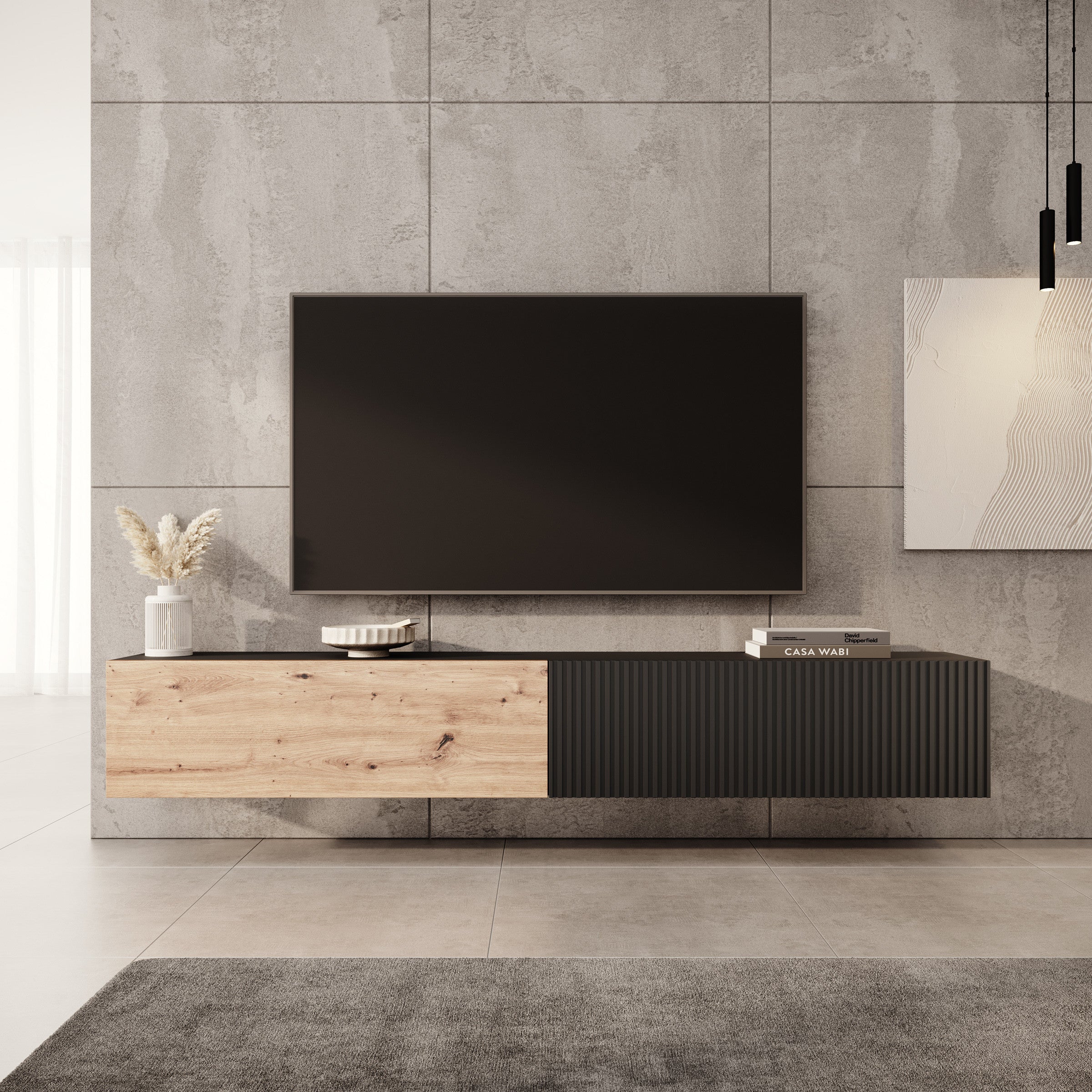 Caius - TV-Meubel - Zwart/eiken