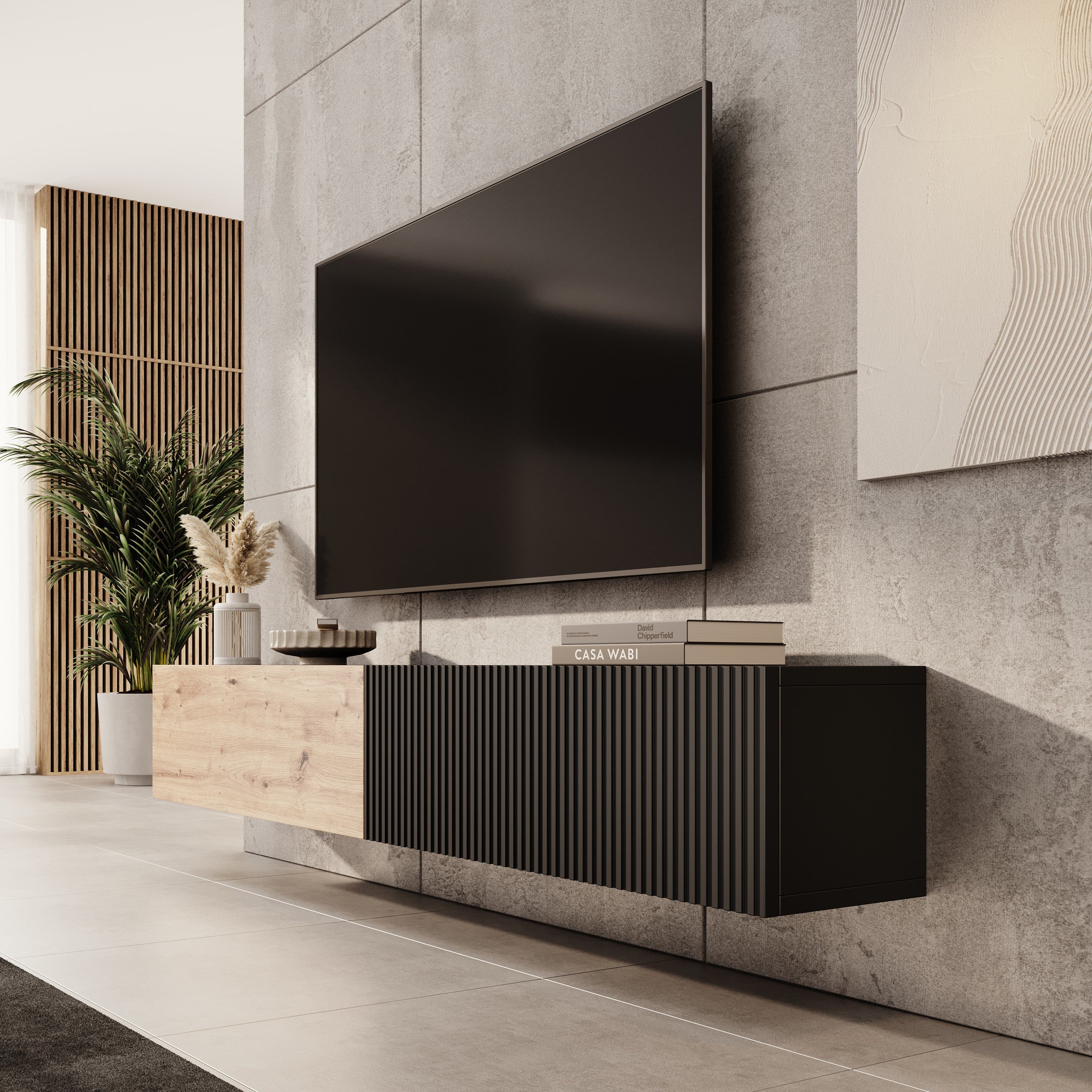 Caius - TV-Meubel - Zwart/eiken