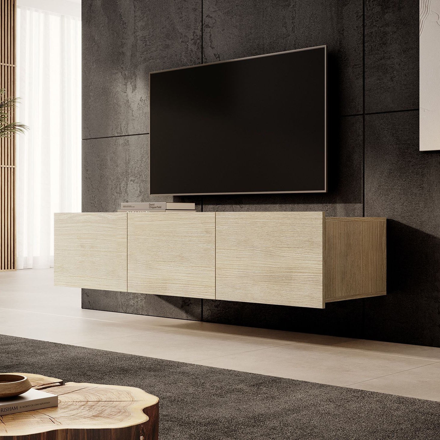 Calabas - TV-Meubel met 3 deuren - Eiken - 150 cm
