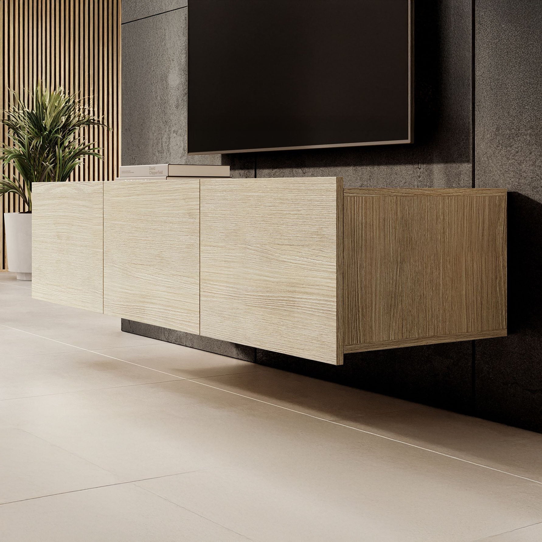 Calabas - TV-Meubel met 3 deuren - Eiken - 150 cm