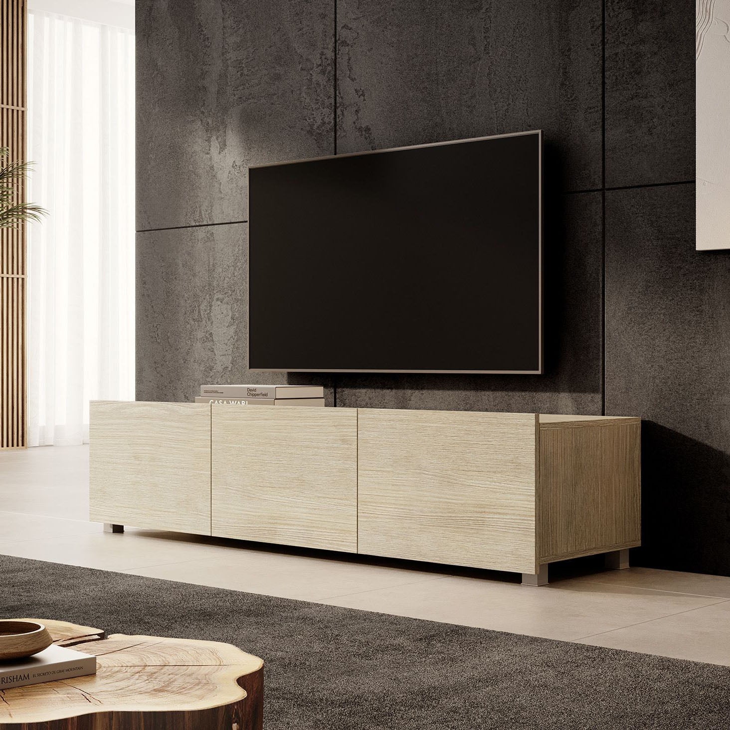 Calabas - TV-Meubel met 3 deuren - Eiken - 150 cm