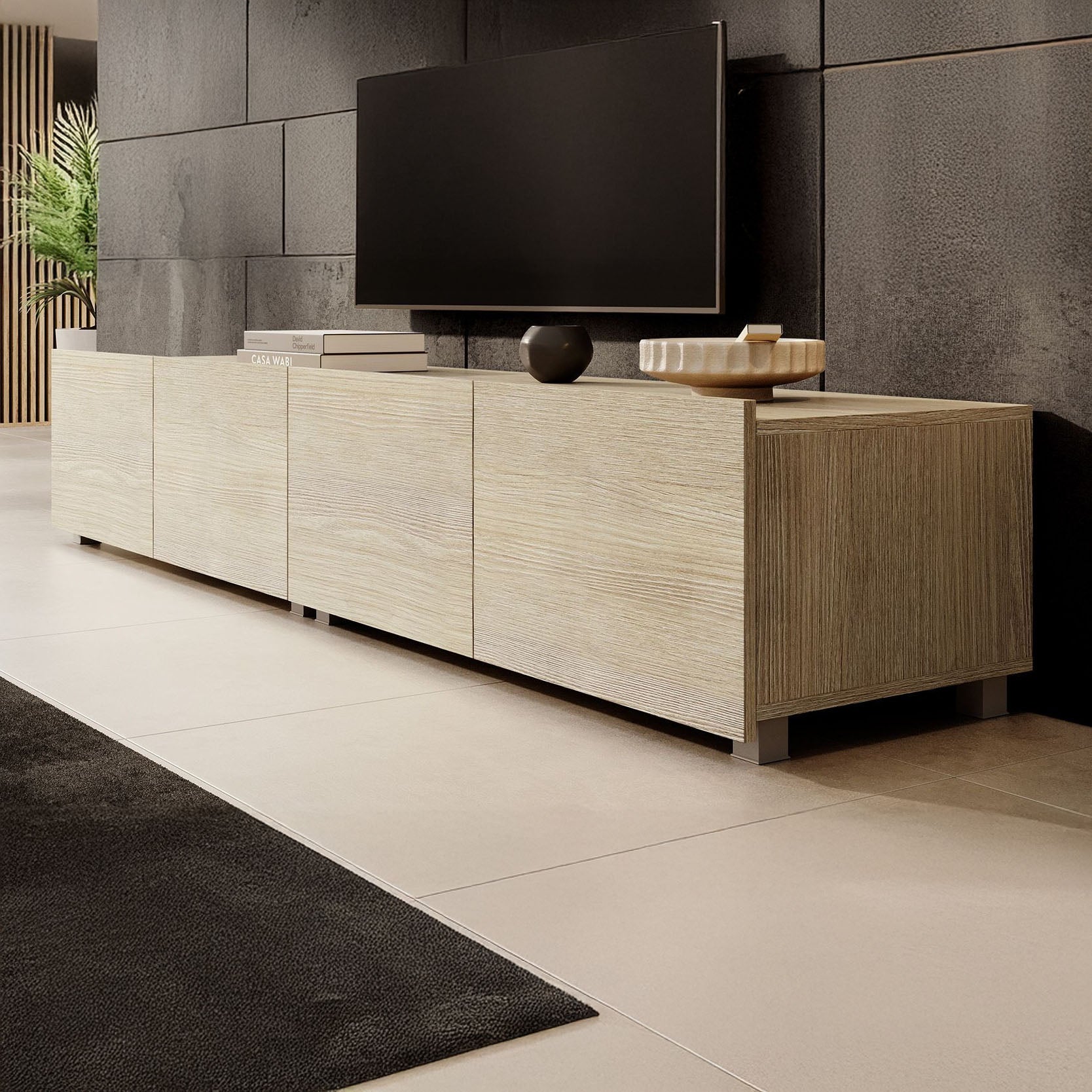 Calabas - TV-Meubel met 4 deuren - Eiken - 200 cm