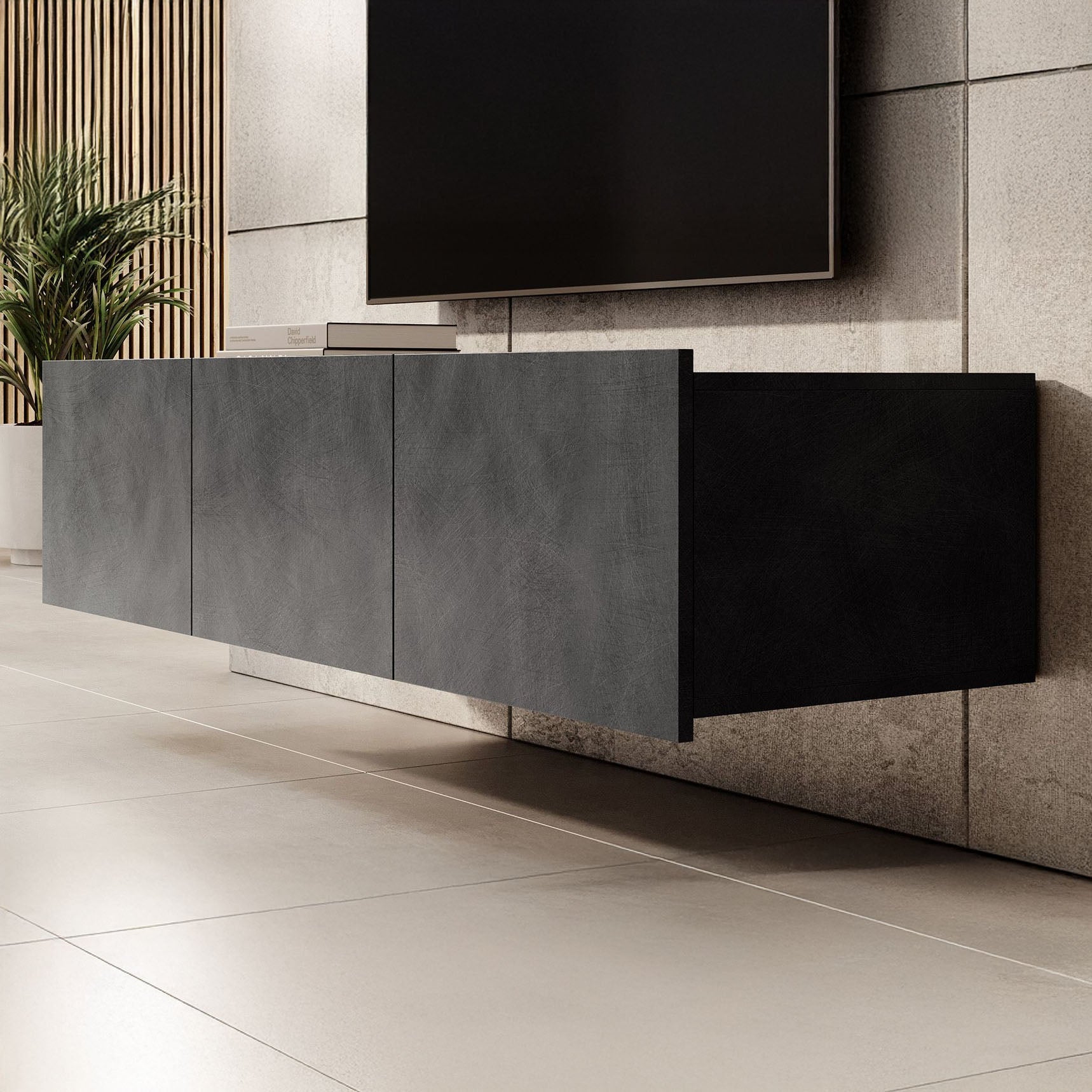 Calabas - TV-Meubel met 3 deuren - Grijs - 150 cm